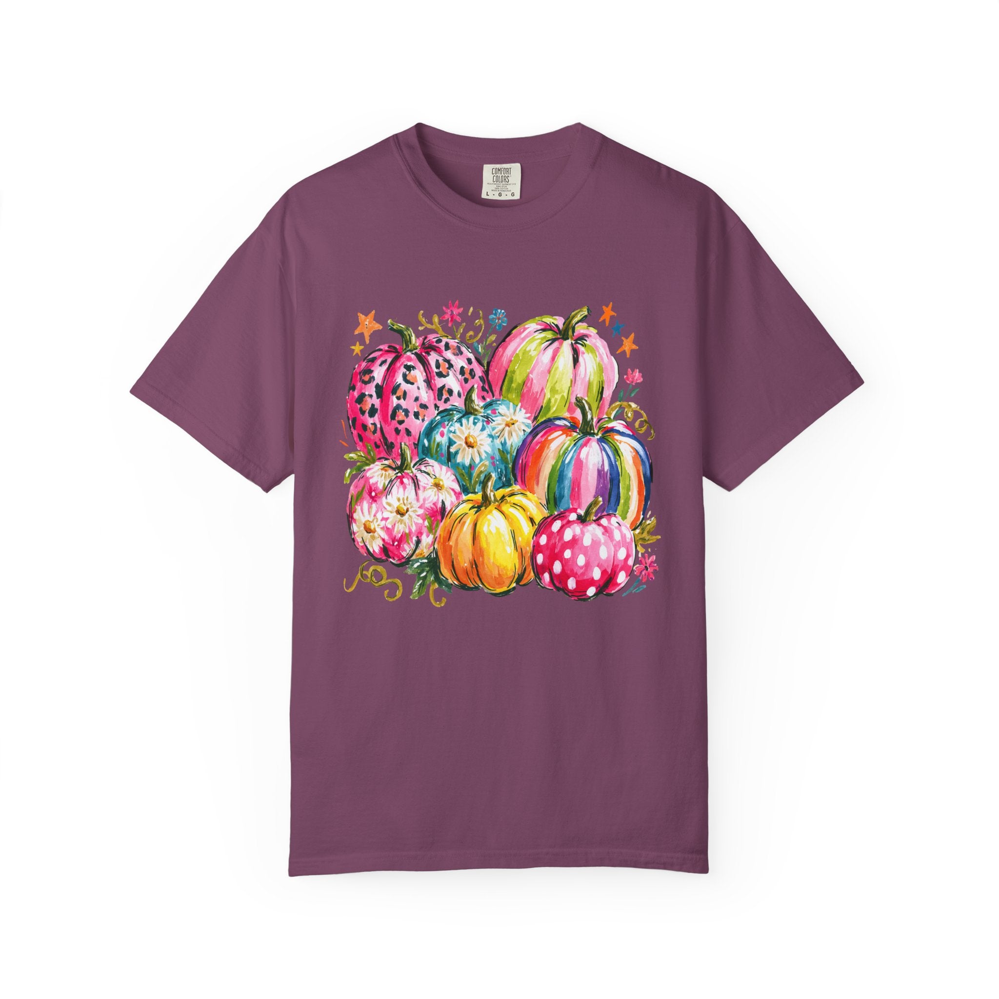 Watercolor Rainbow Pumpkins T Shirt Colorful Fall Harvest Tee