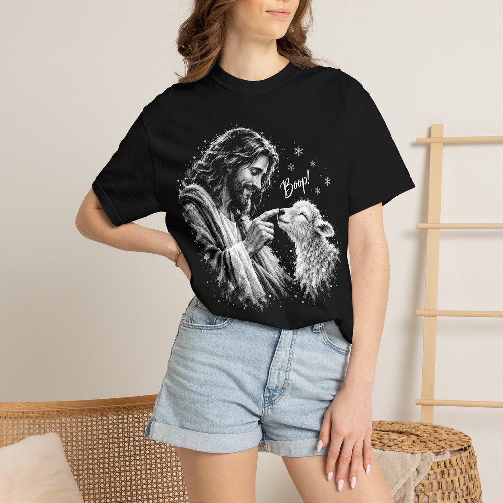 Jesus Boop Shirt, Jesus and Lamb Christian T-Shirt, Cute Faith Based Tee, Funny Jesus Shirt, Religious Gift for Women, Christian Graphic Tee