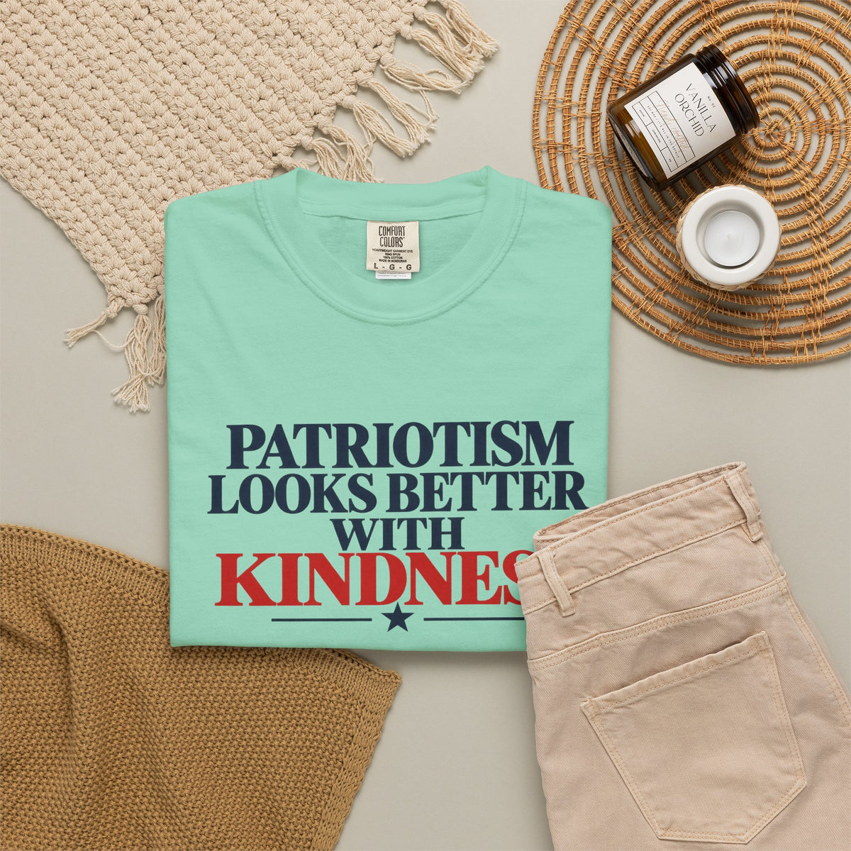 Patriotism Looks Better With Kindness Shirt, Patriotic Kindness Tee, Unity T-Shirt, Comfort Colors Graphic Tee, Positive Message Gift
