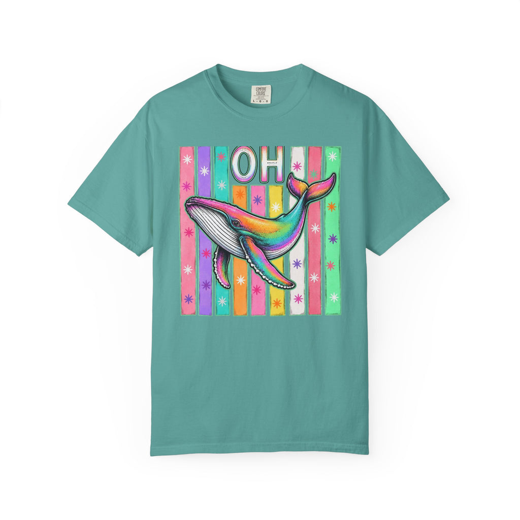 Oh Rainbow Whale T Shirt Retro Striped Graphic Tee