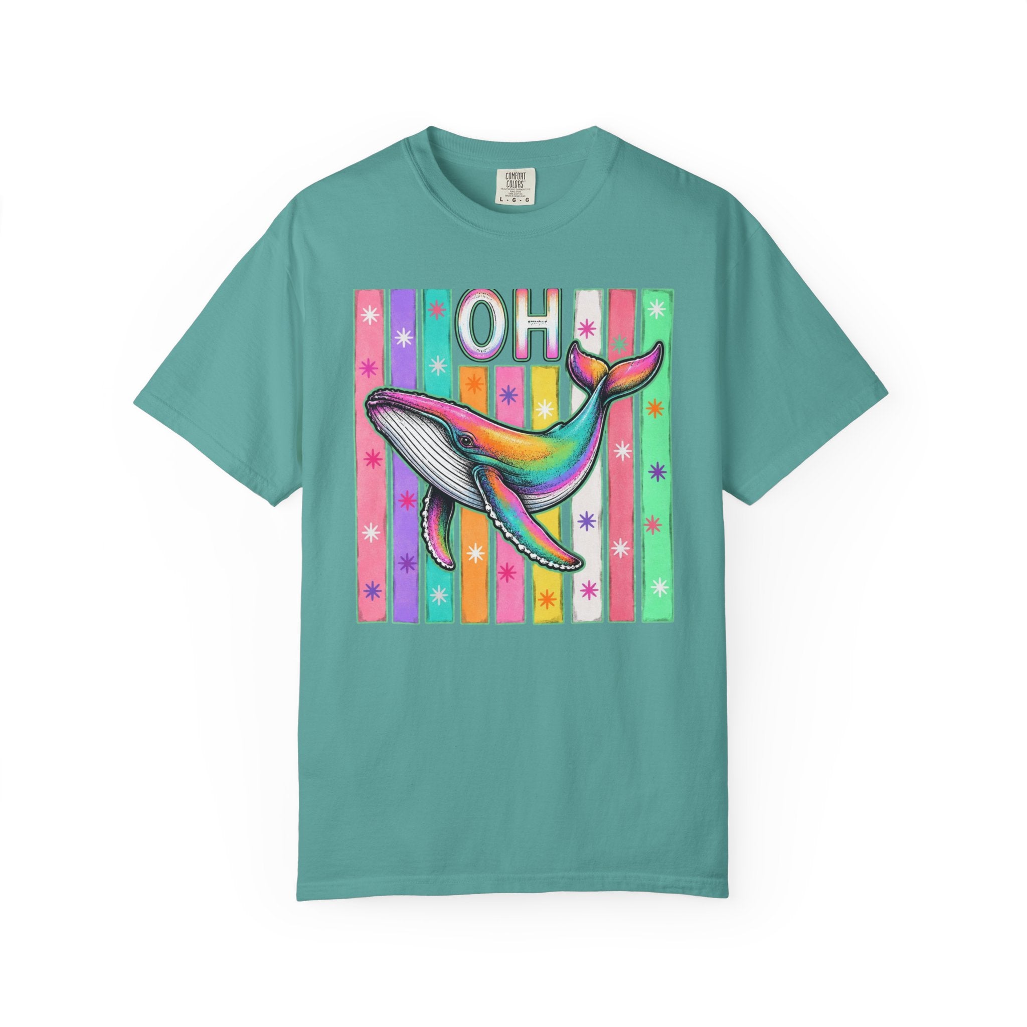 Oh Rainbow Whale T Shirt Retro Striped Graphic Tee
