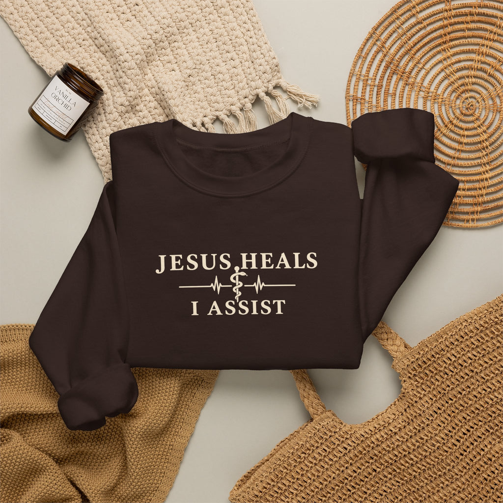 Jesus Heals I Assist Sweatshirt, Christian Nurse Gift, Faith Based Medical Crewneck, Healthcare Worker Gift, Nurse Appreciation