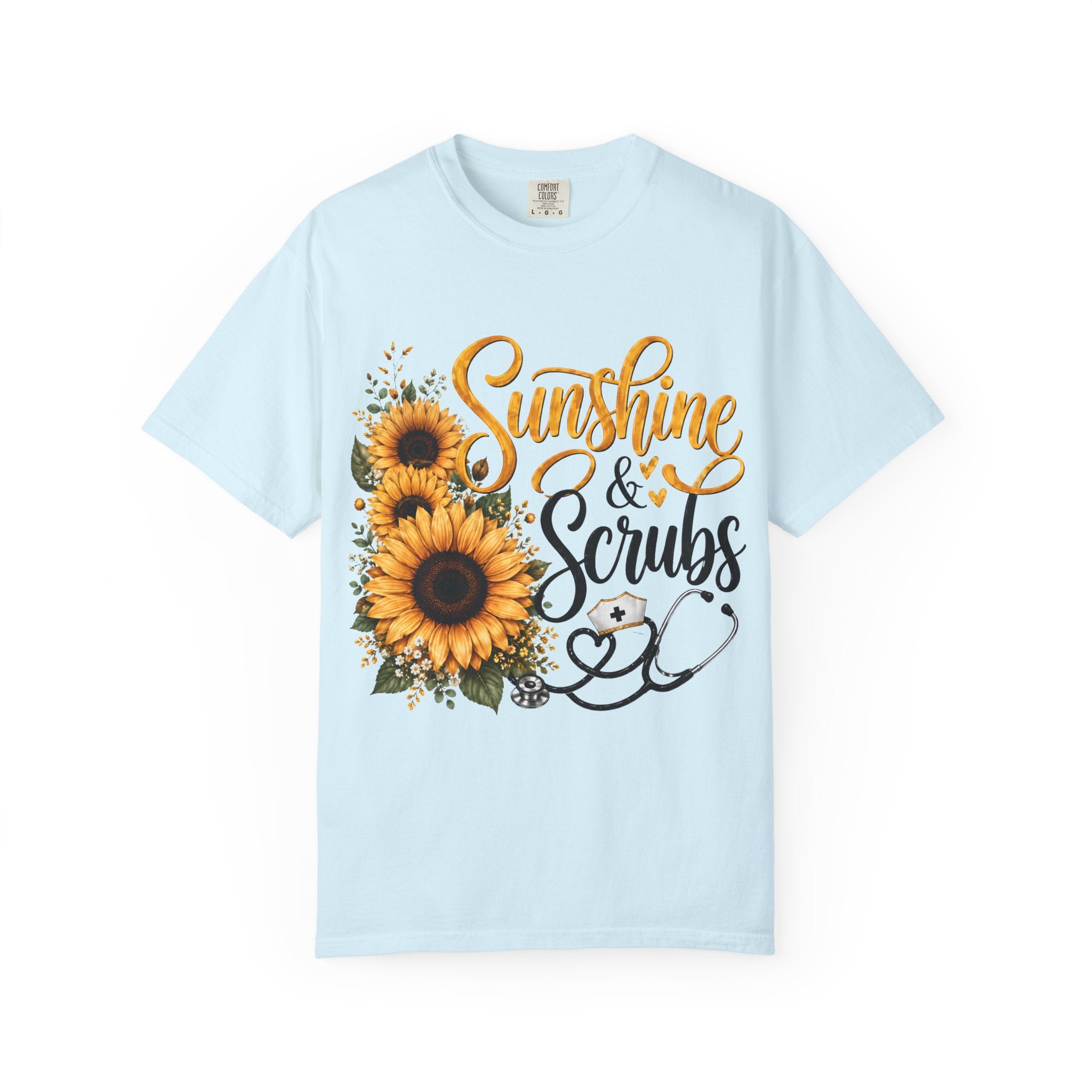 Sunshine and Scrubs Sunflower Nurse T Shirt