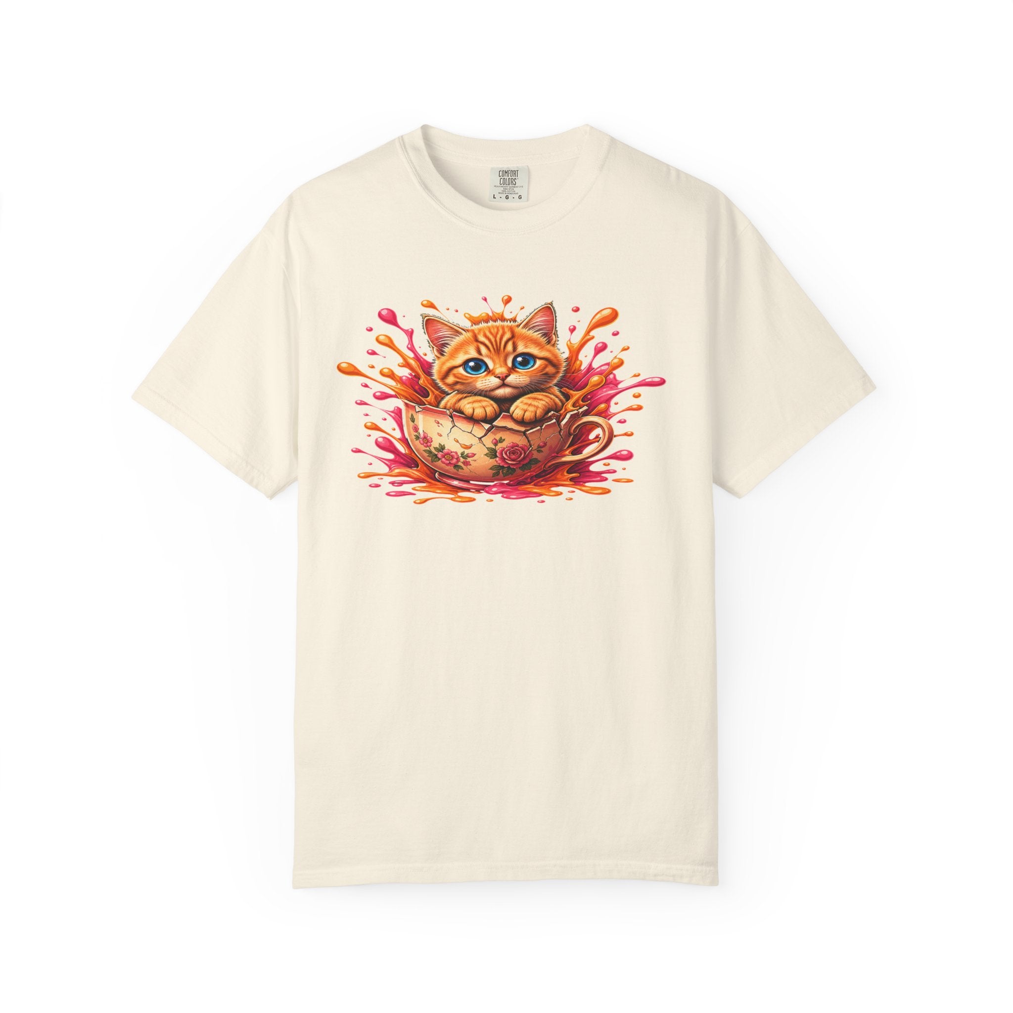 Cat Splash T Shirt Cute Orange Kitten Graphic Tee
