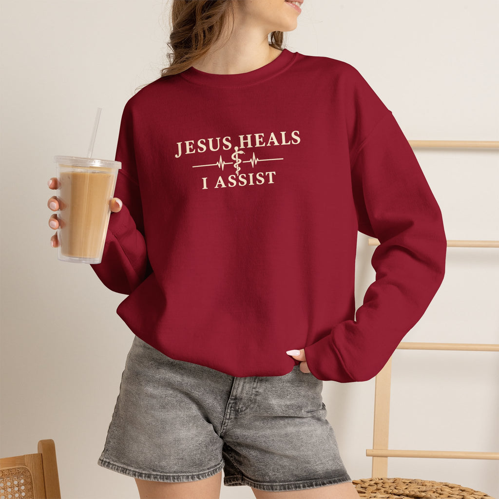 Jesus Heals I Assist Sweatshirt, Christian Nurse Gift, Faith Based Medical Crewneck, Healthcare Worker Gift, Nurse Appreciation
