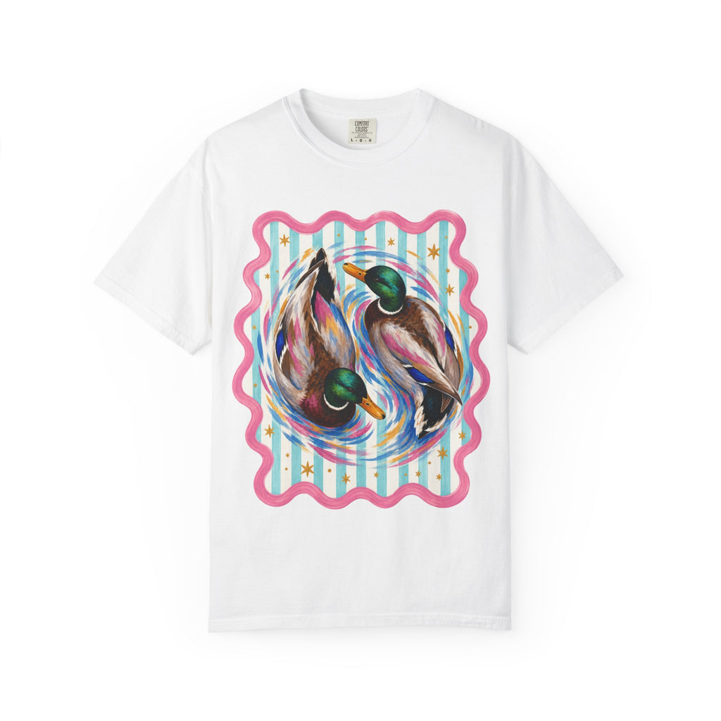 Mallard Duck Art T Shirt Colorful Paired Ducks Graphic Tee