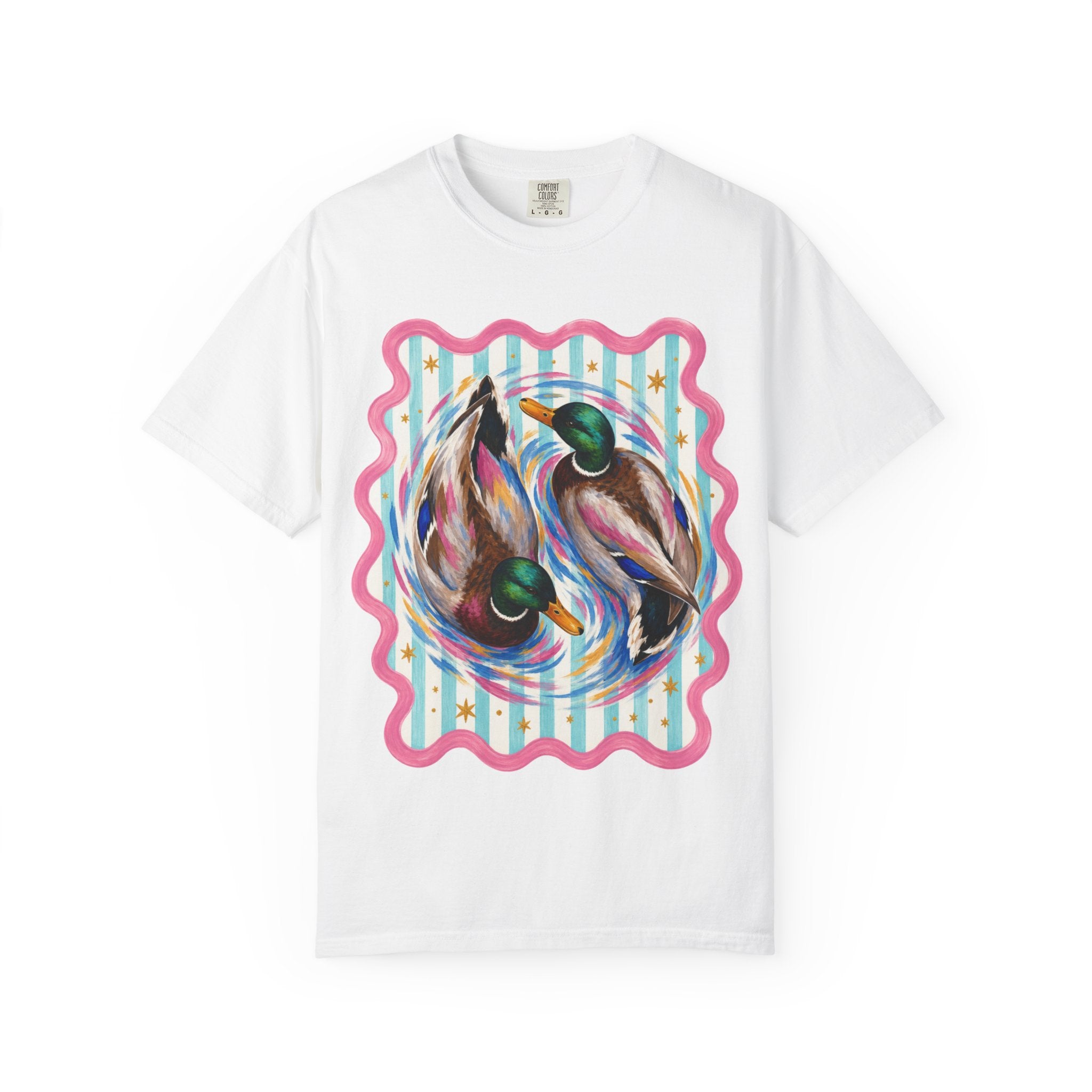 Mallard Duck Art T Shirt Colorful Paired Ducks Graphic Tee