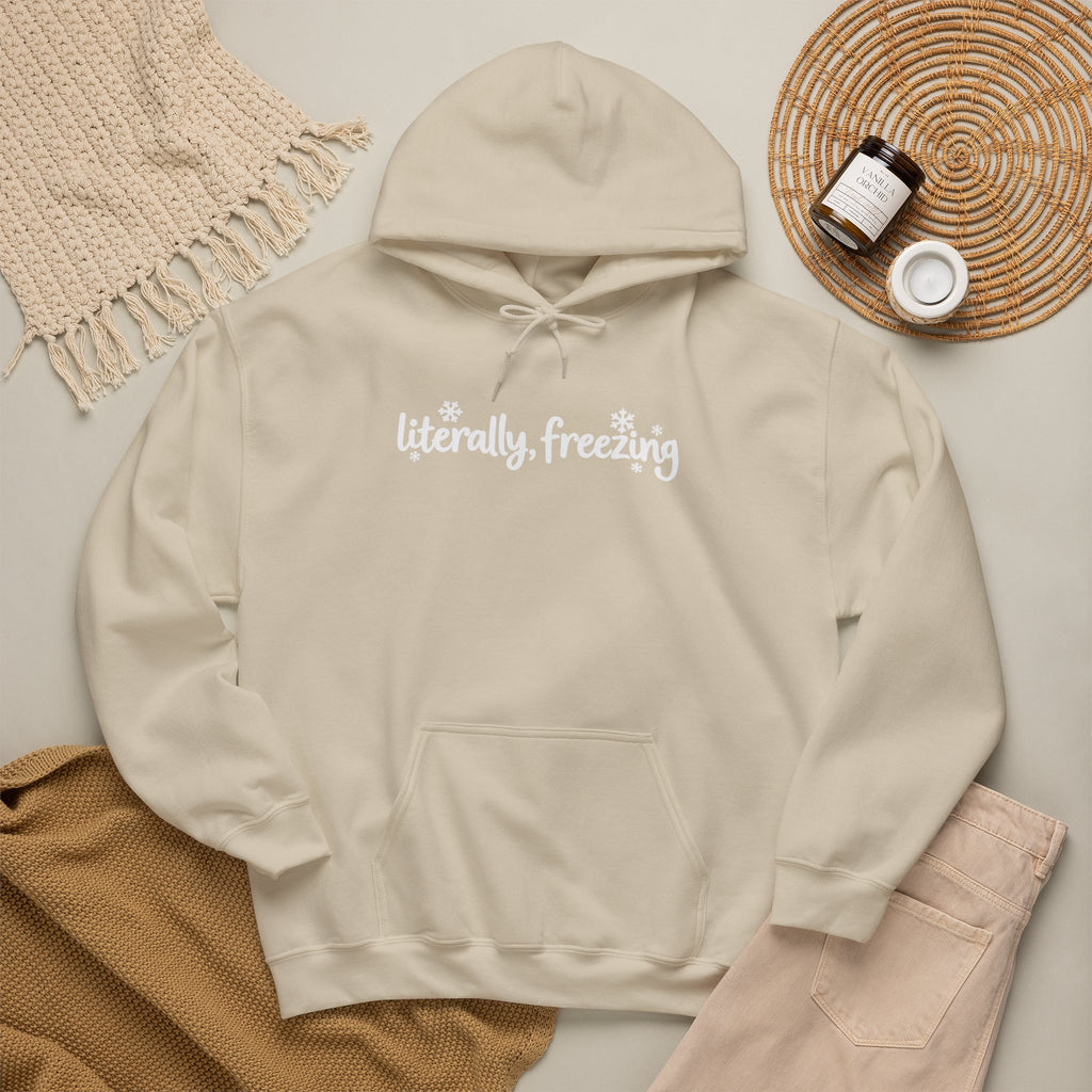 Literally Freezing Hoodie, Funny Winter Sweatshirt, Cute Snowflake Shirt, Cozy Winter Outfit, Minimalist Winter Hoodie, Cold Weather Gift