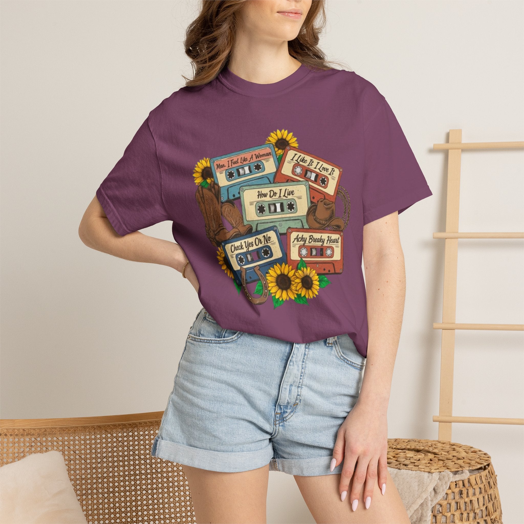 Cassette Mix T Shirt Retro Sunflower Tape Design