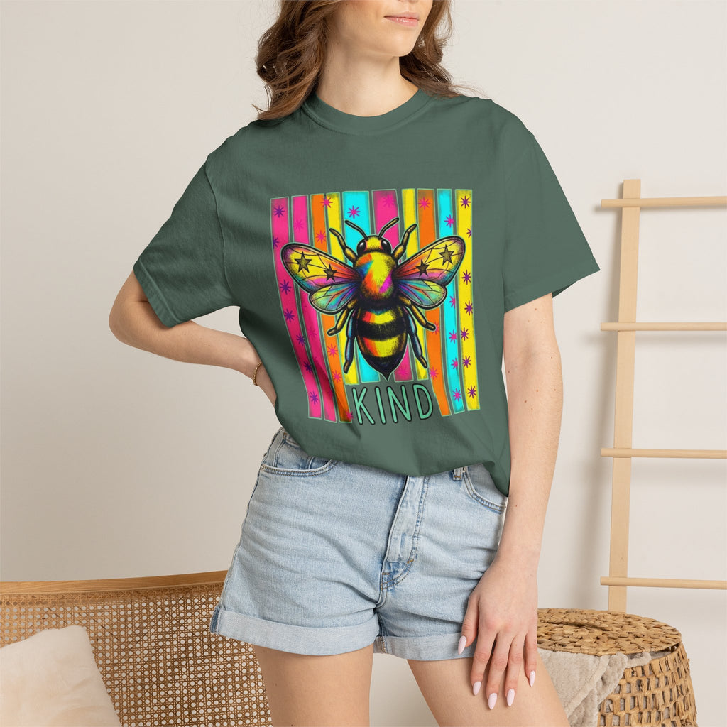Bee Kind T Shirt Colorful Retro Striped Graphic Tee