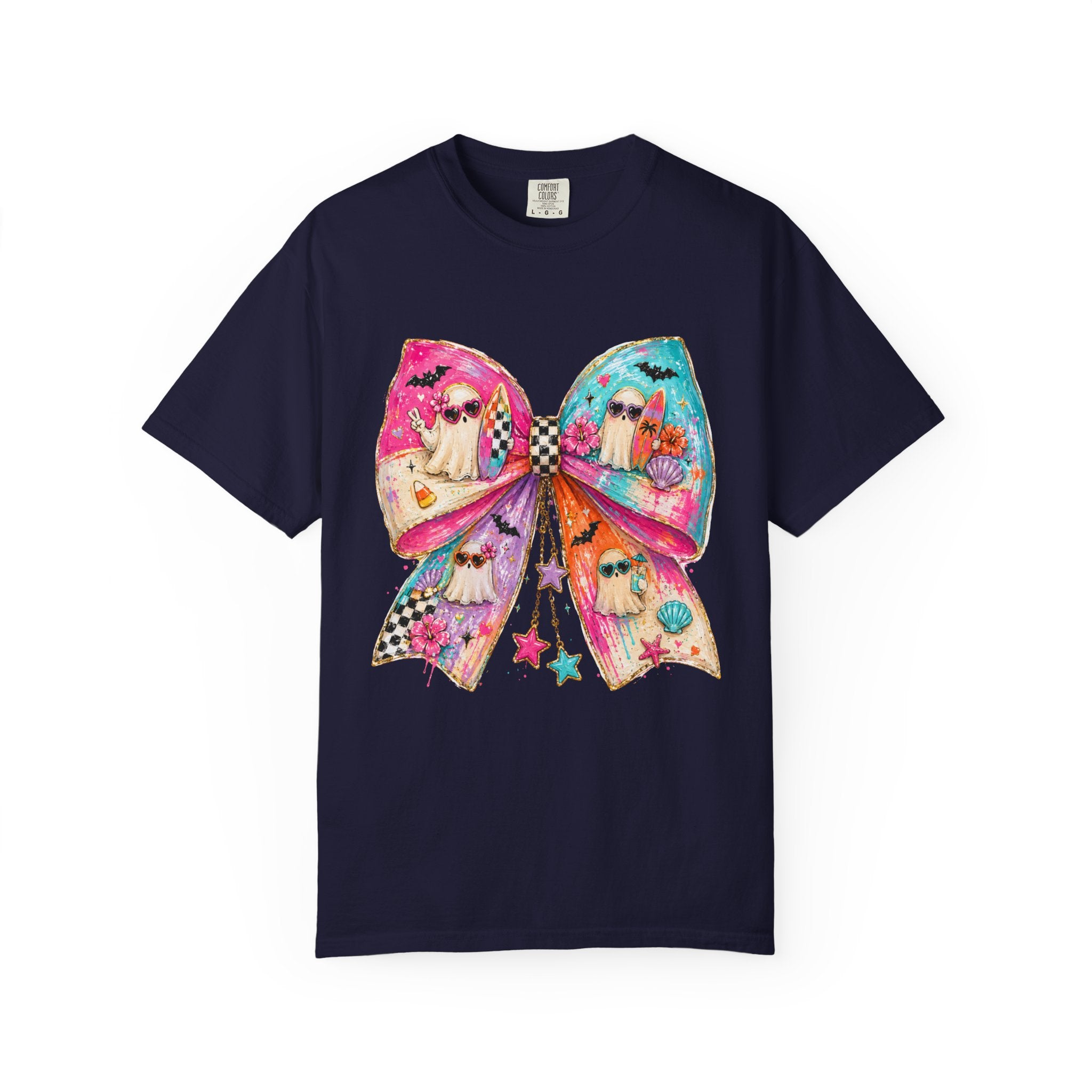 Colorful Bow Graphic T Shirt Cute Rainbow Bow Design