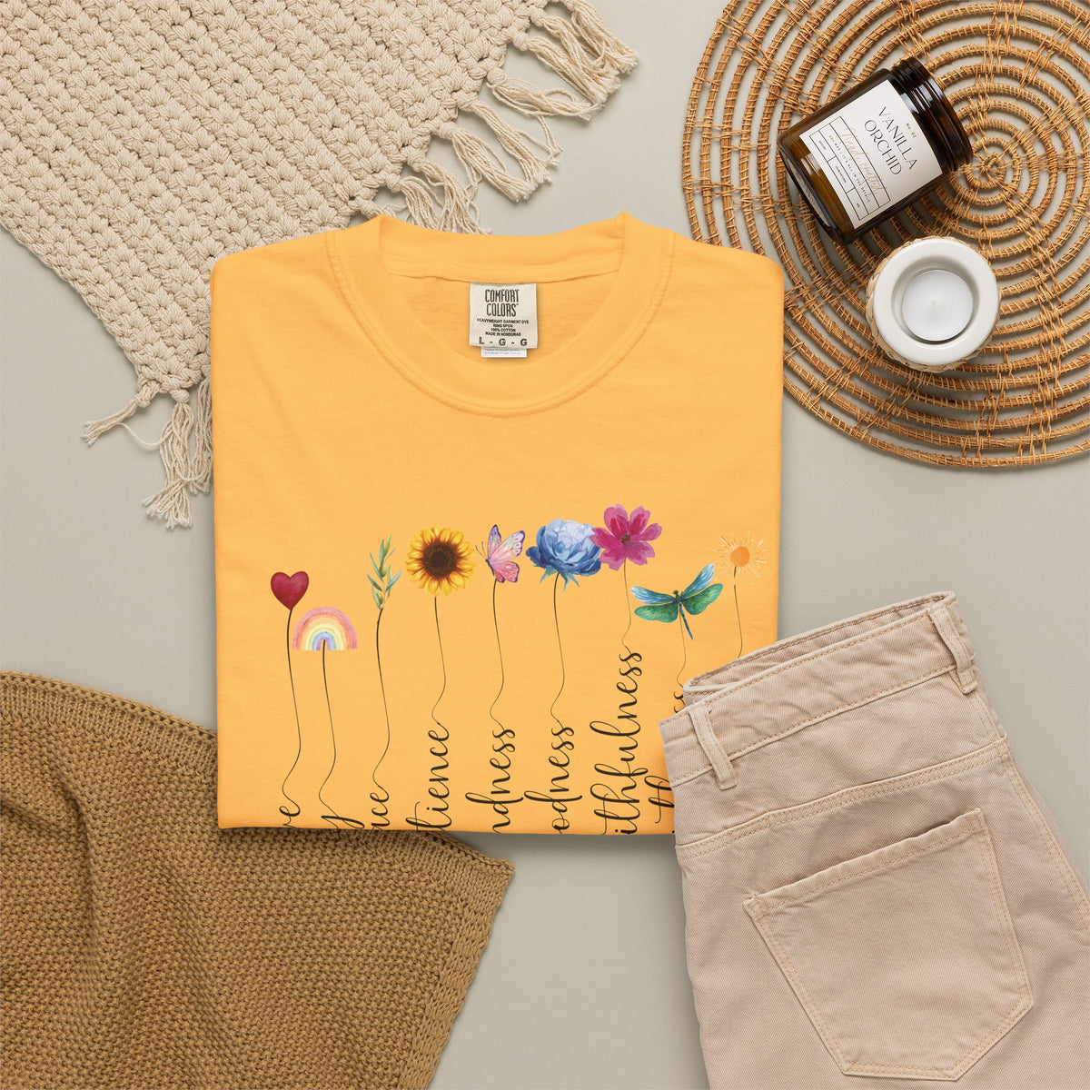 Fruit of the Spirit Floral Tee shirt | Galatians 5:22 Scripture Tee