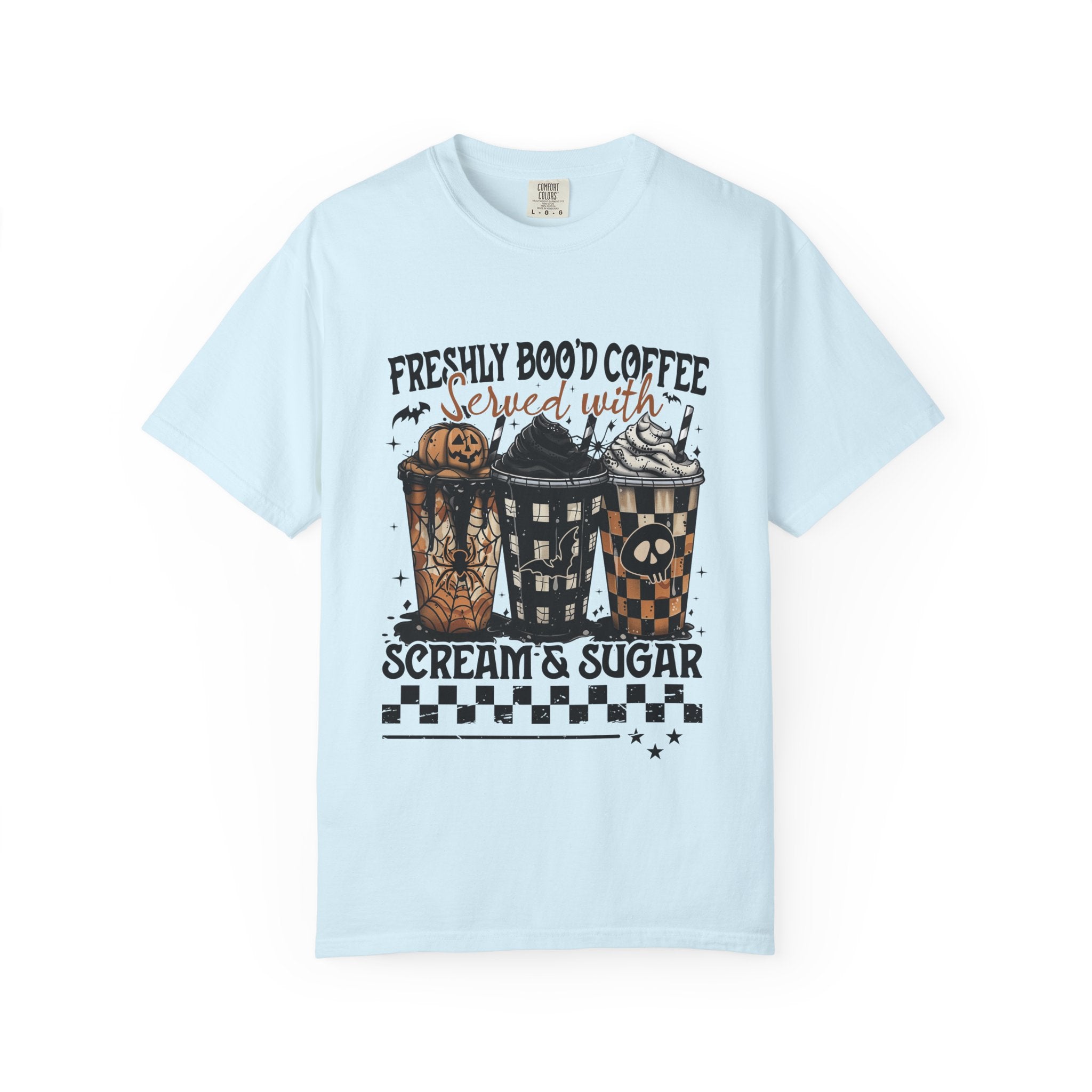 Coffee and Candy Halloween T Shirt Freshly Boo d Coffee Served with Scream and Sugar