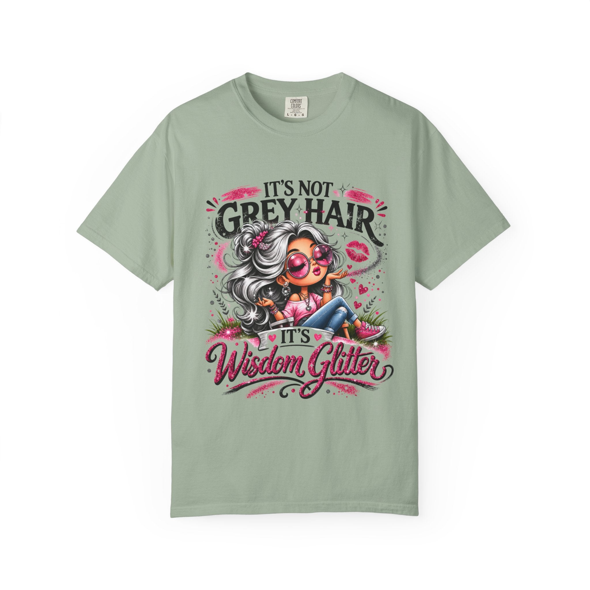 T-Shirt Its Not Grey Hair Its Wisdom Glitter Graphic Tee