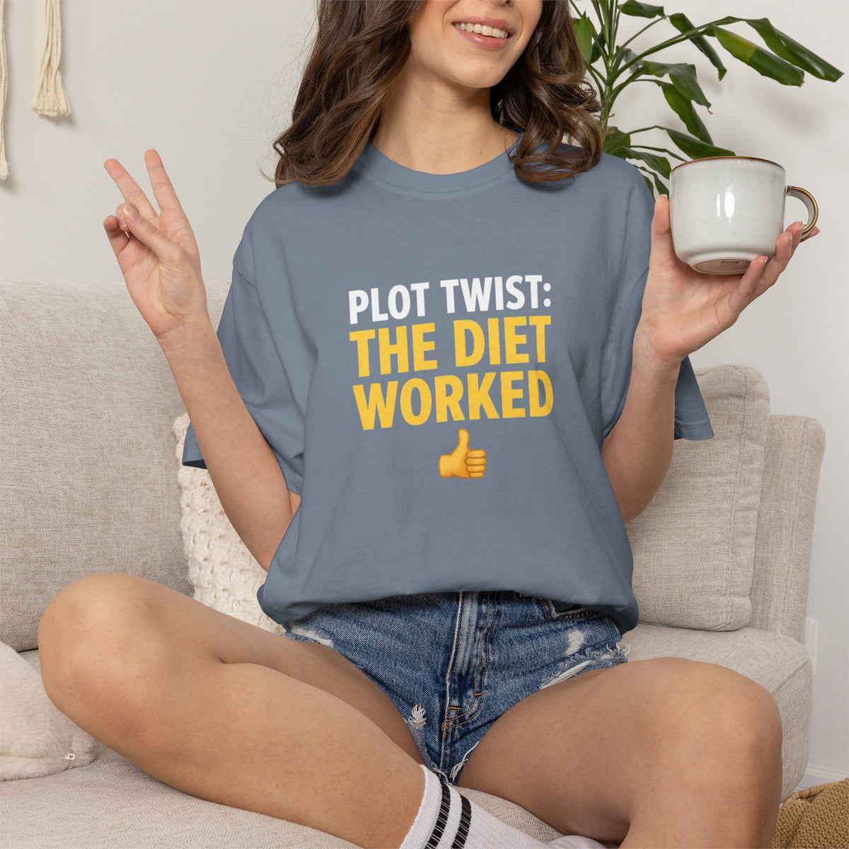 T Shirt The Diet Worked Funny Thumbs-Up Graphic Tee
