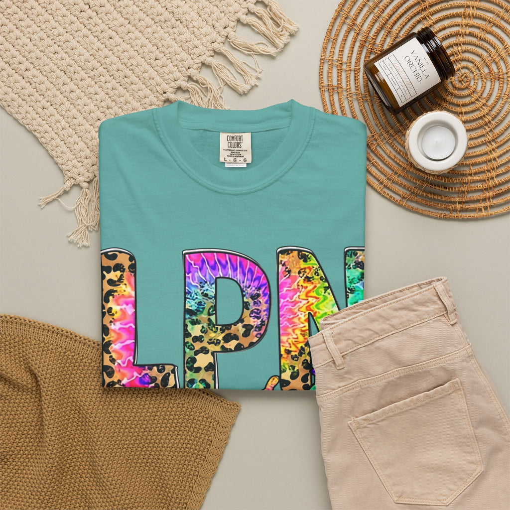 LPN Life T Shirt Colorful Leopard Stethoscope Nursing Tee