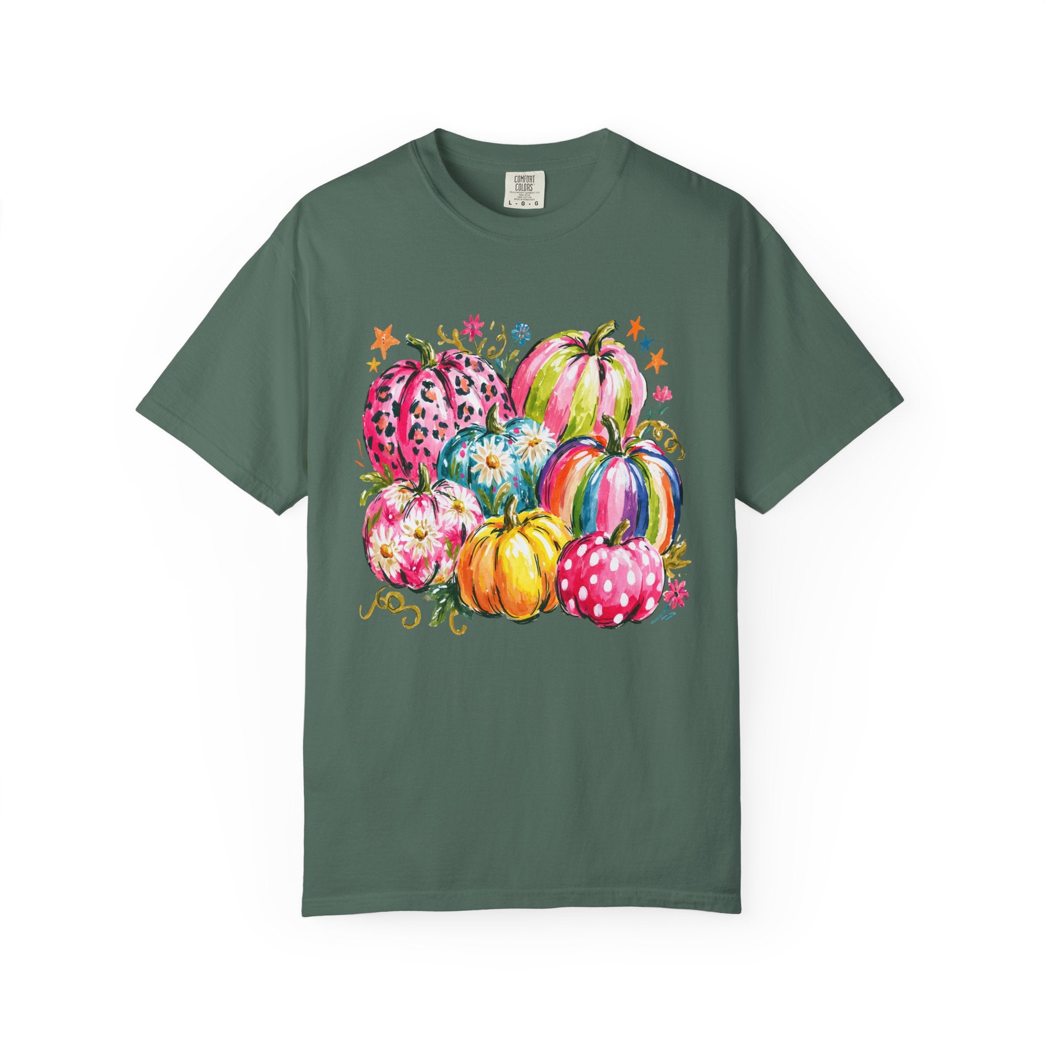 Watercolor Rainbow Pumpkins T Shirt Colorful Fall Harvest Tee
