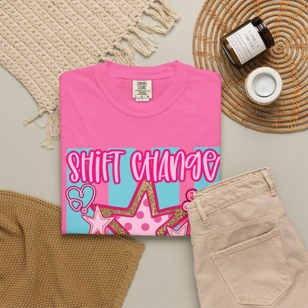 Shift Change Hallelujah T Shirt Cute Pink Star Nurse Worker Tee