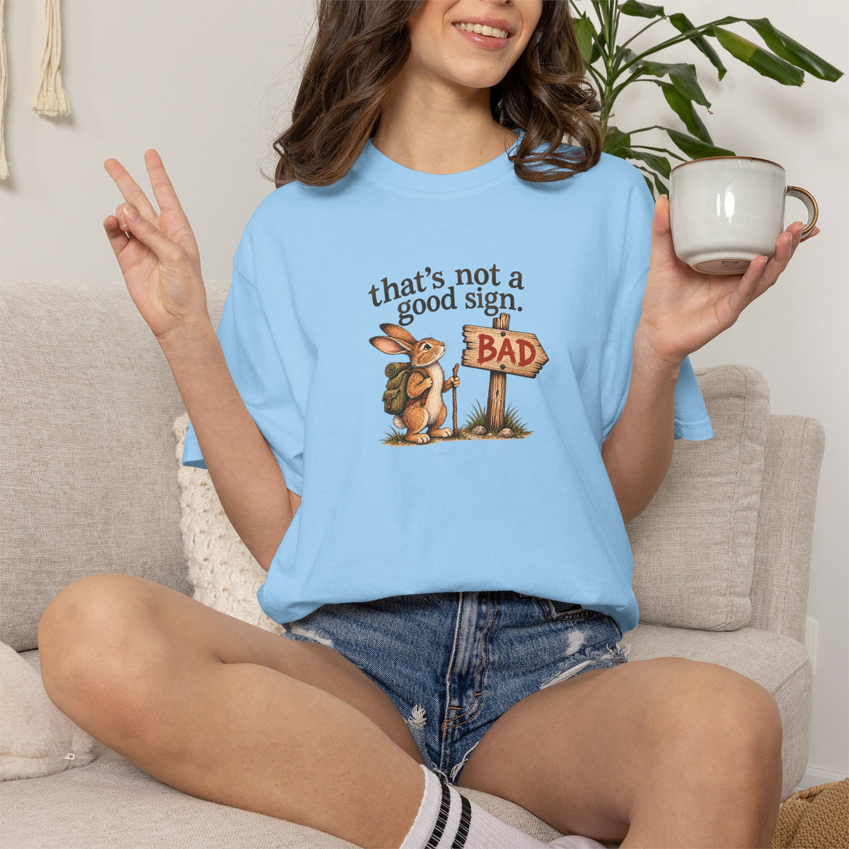 Thats Not a Good Sign bunny hikers mugshot Tee Shirt Funny hiking rabbit tee