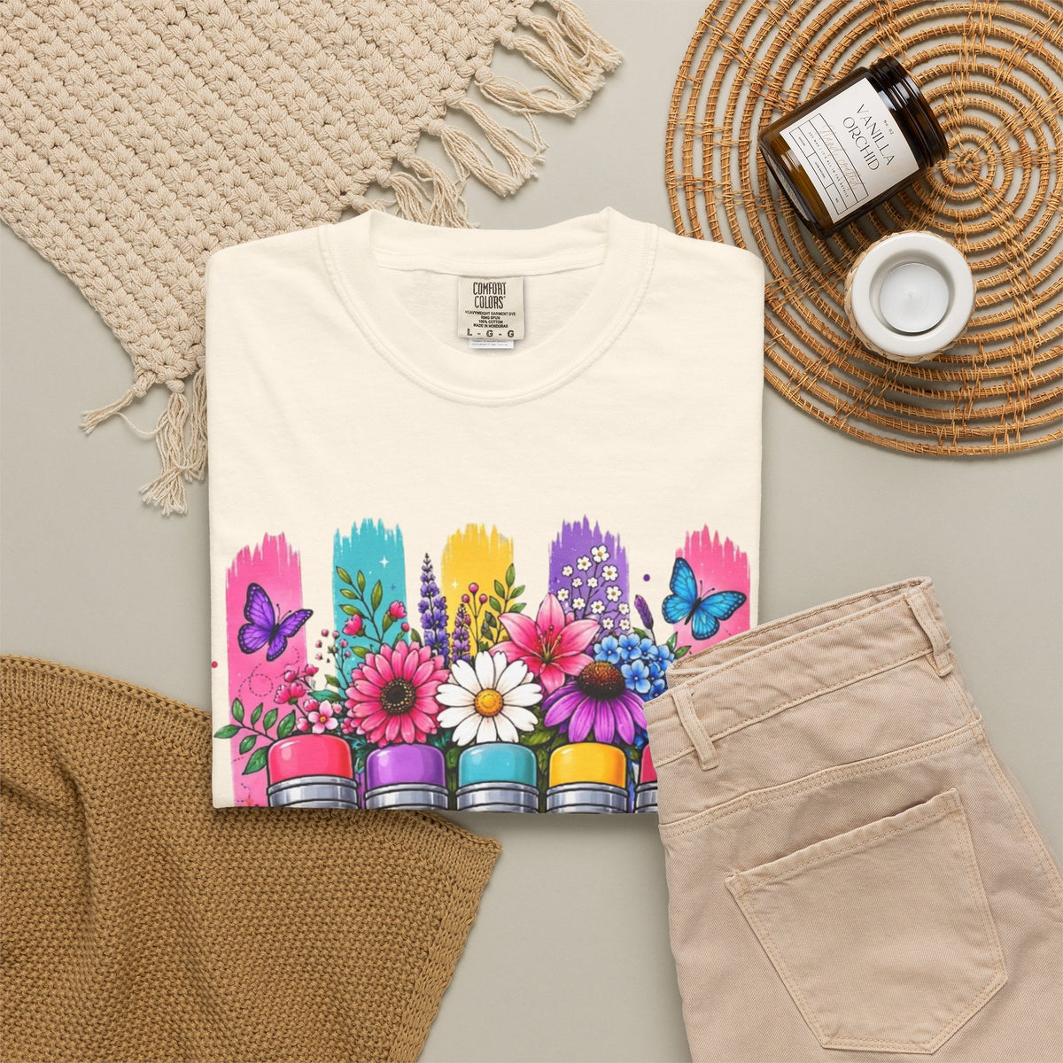 Teacher Pencil Bouquet T Shirt Colorful Floral Back to School Gift