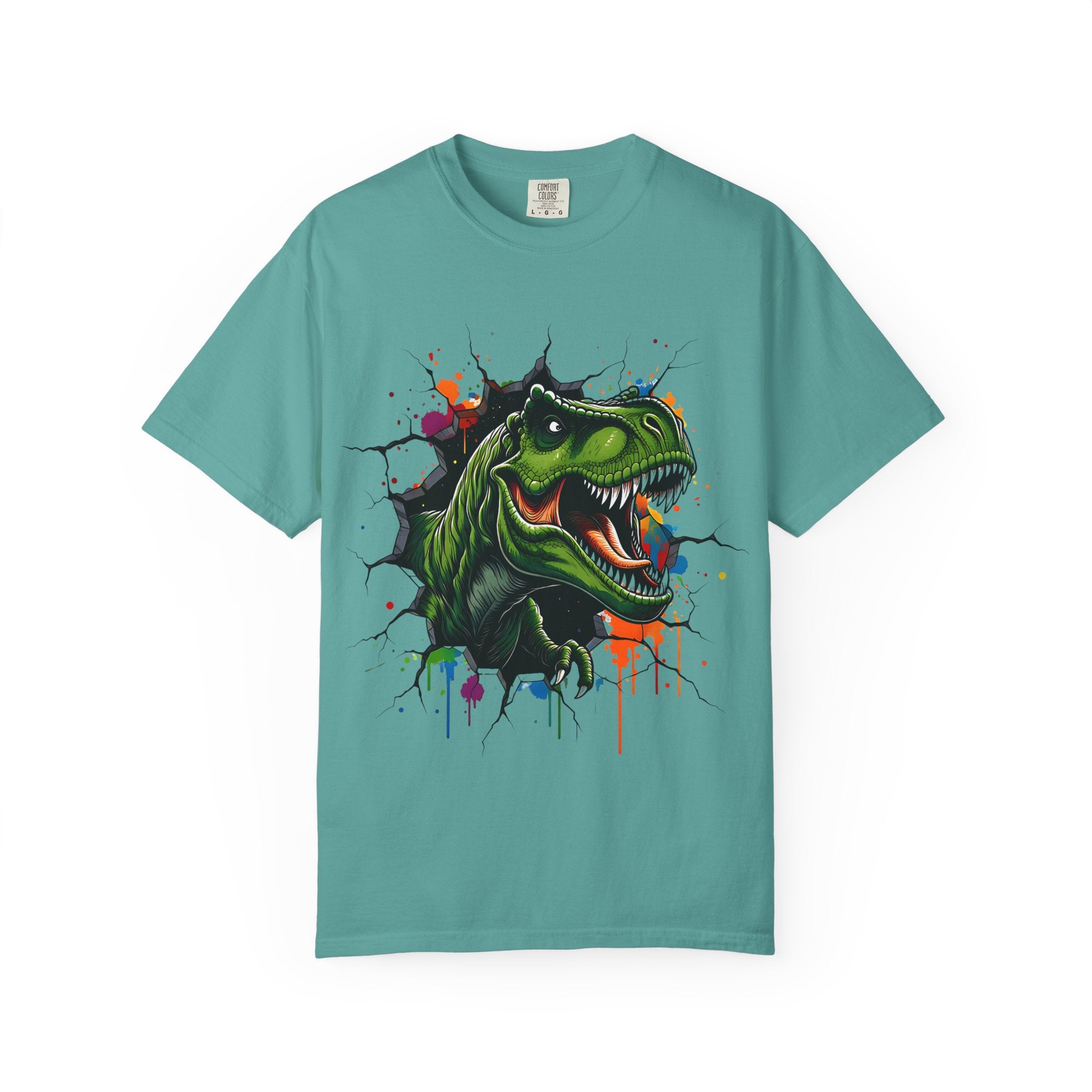 T Rex Burst Graphic T Shirt Colorful Dino Head Tee