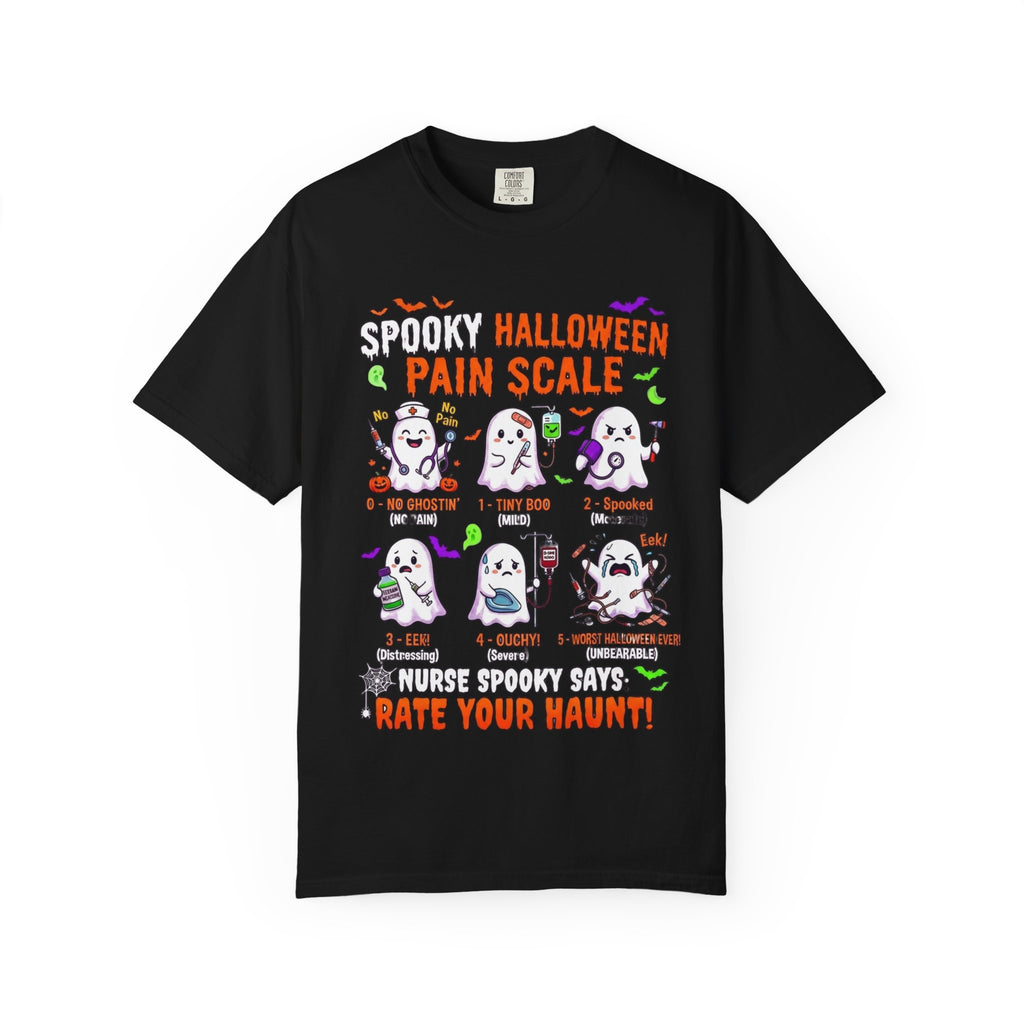 Halloween Ghost Pain Scale T-Shirt Spooky Halloween Pain Scale Nurse Funny Tee