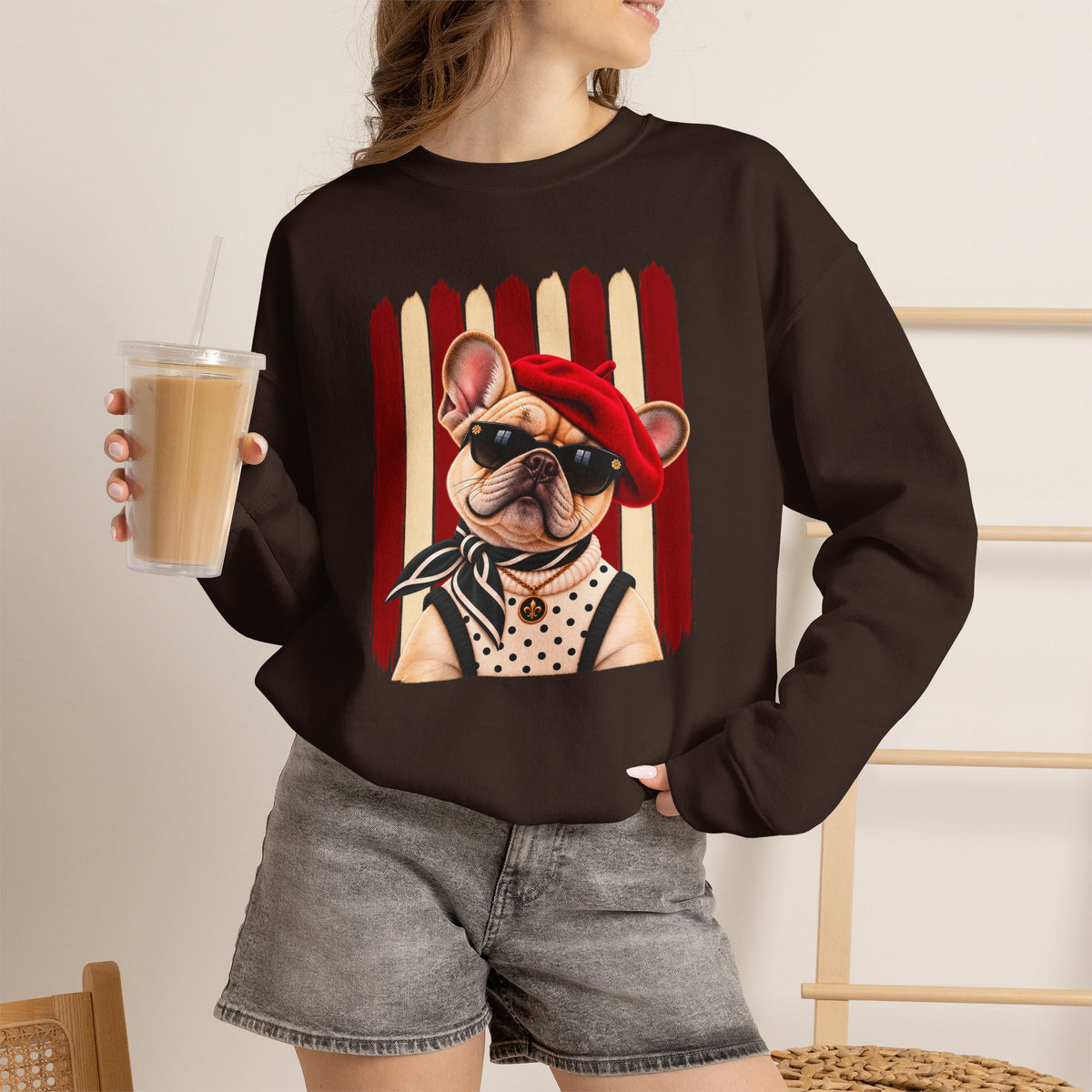 French Bulldog Sweatshirt, Unique Frenchie Gift, Artsy Dog Lover Sweater, Boutique Pet Lover Apparel, Original French Bulldog Design