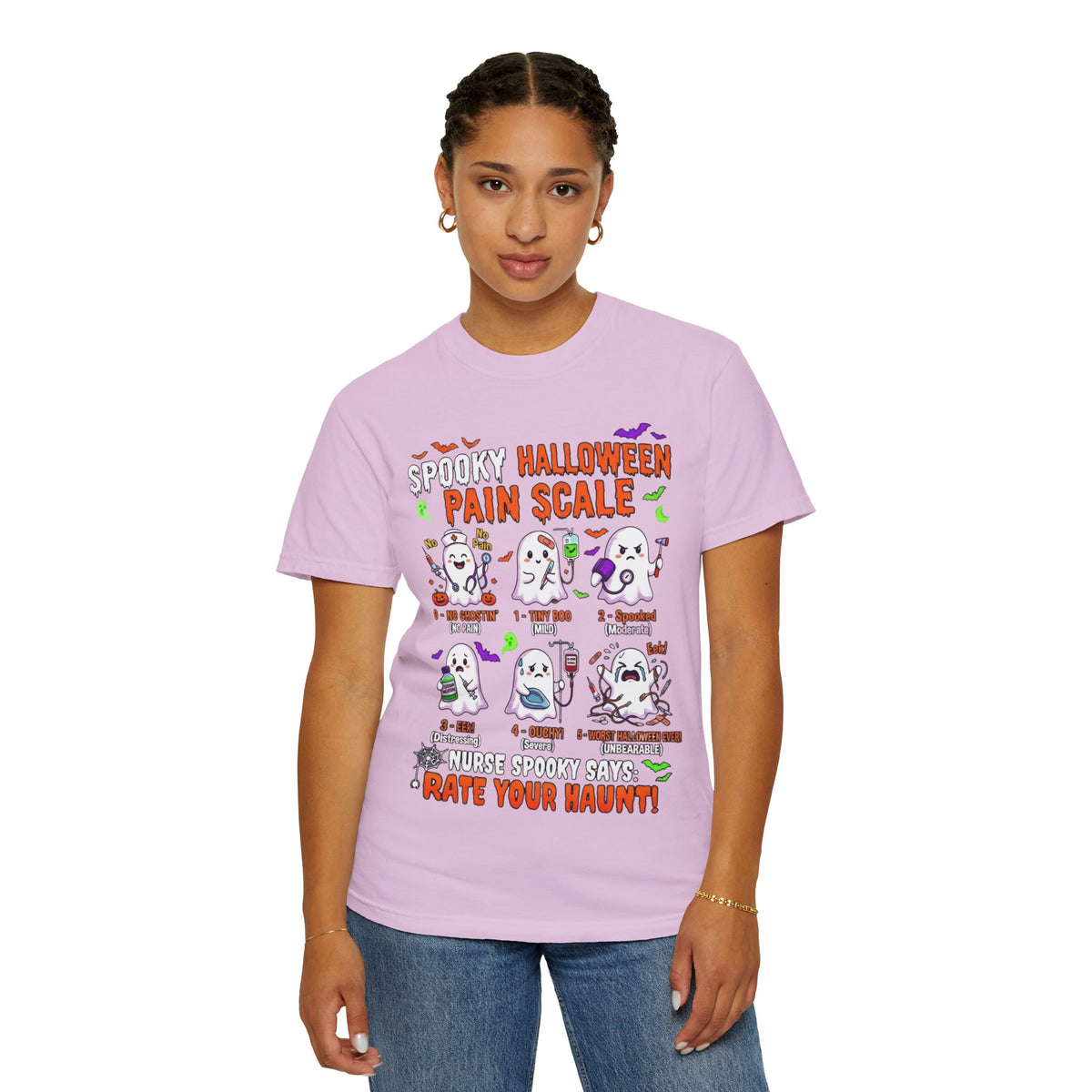 Halloween Ghost Pain Scale T-Shirt Spooky Halloween Pain Scale Nurse Funny Tee