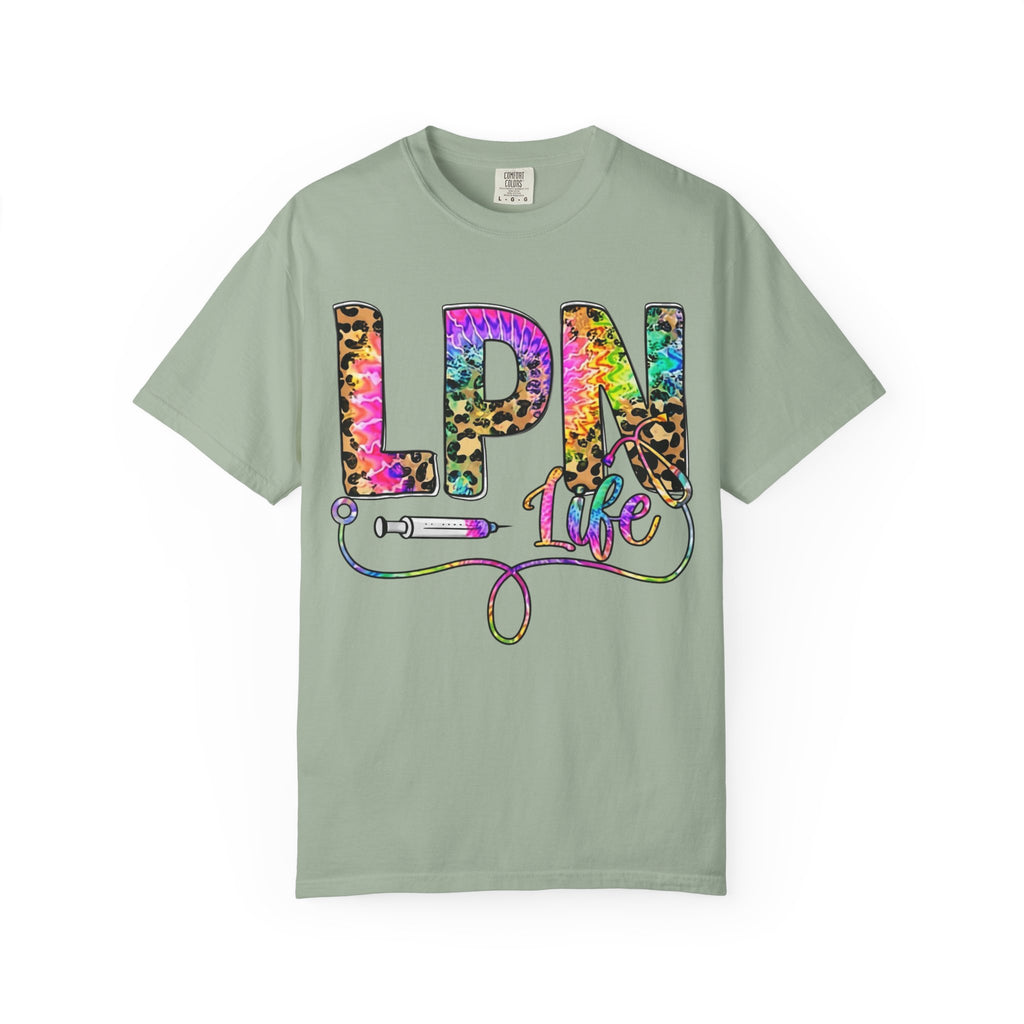 LPN Life T Shirt Colorful Leopard Stethoscope Nursing Tee