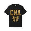 CNA Leopard Bow T Shirt Sparkle Gold Nurse Aide Tee