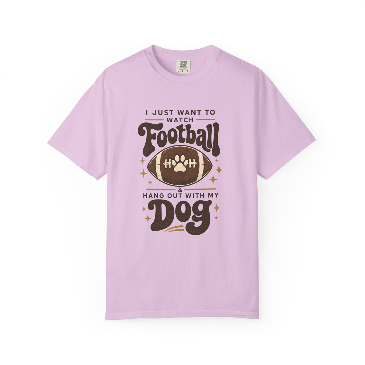 Football and Dog T Shirt I Just Want to Watch Football and Hang Out With My Dog Graphic Tee