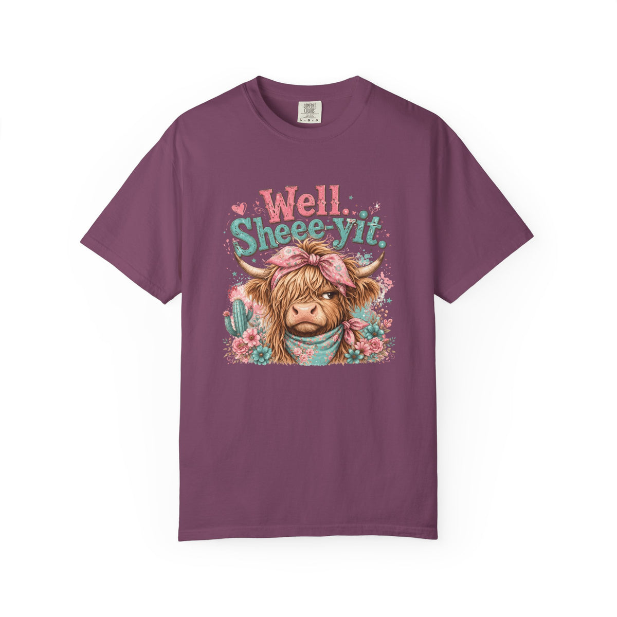 T-Shirt Well Sheey it Cute Highland Cow Graphic Tee