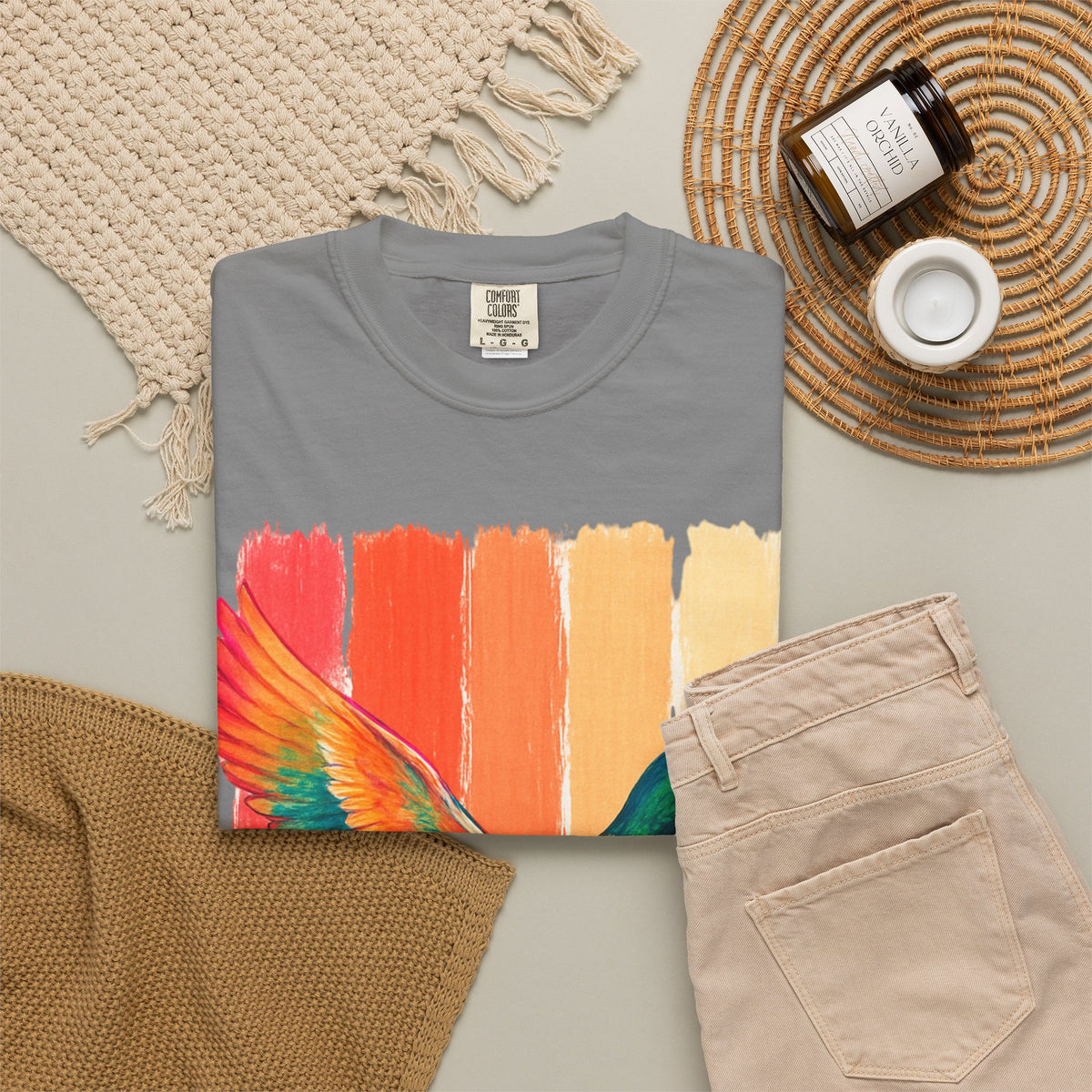 Mallard Duck Graphic T Shirt Vintage Sunset Stripes