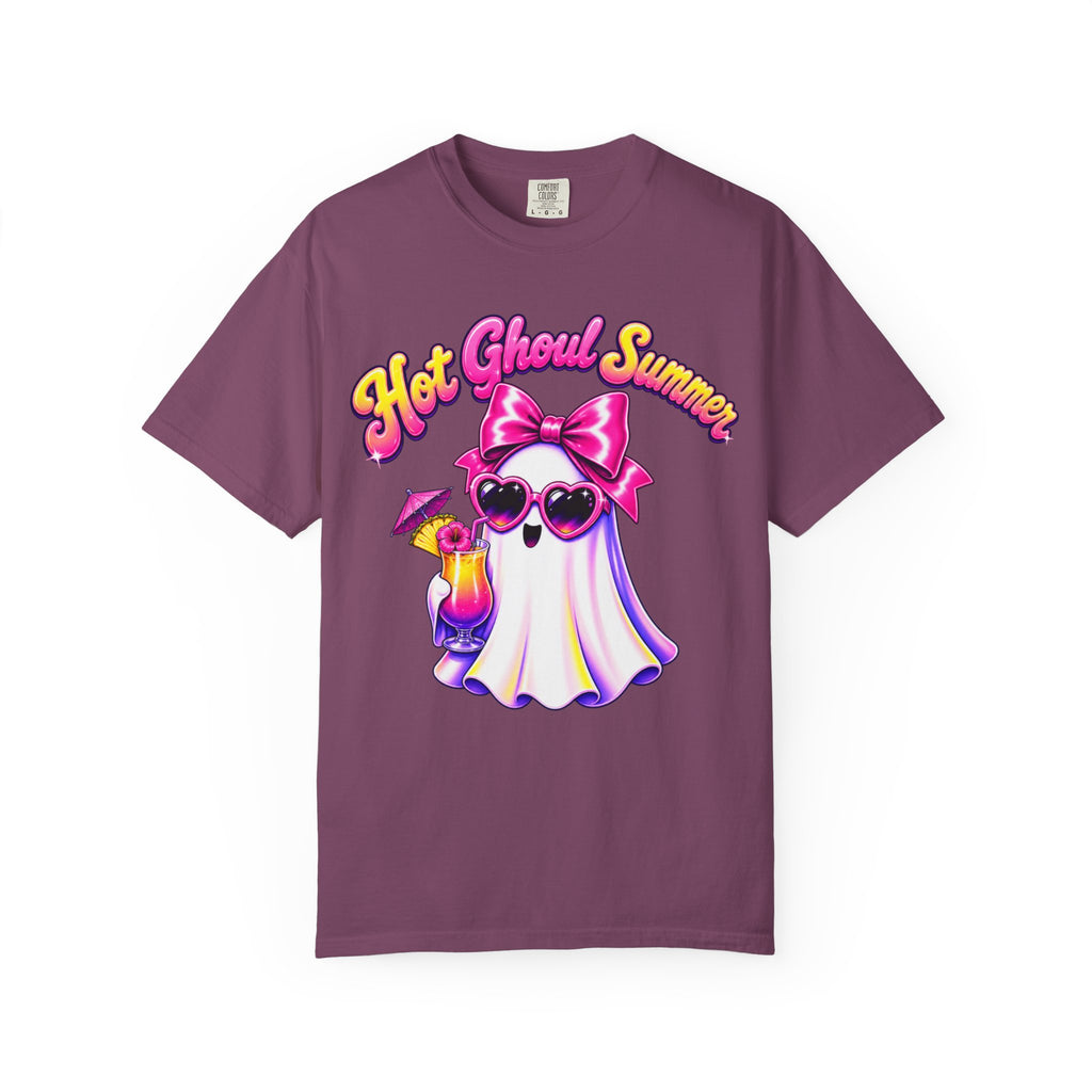 Hot Ghoul Summer T Shirt Cute Retro Ghost Tee with Sunglasses and Cocktail