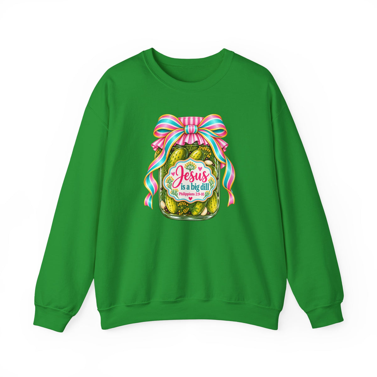Preppy Christian Coquette Sweatshirt, Jesus Is a Big Dill, Pink Bow Pickle Crewneck, Cute Faith Graphic Sweatshirt, Christian Gift for Her
