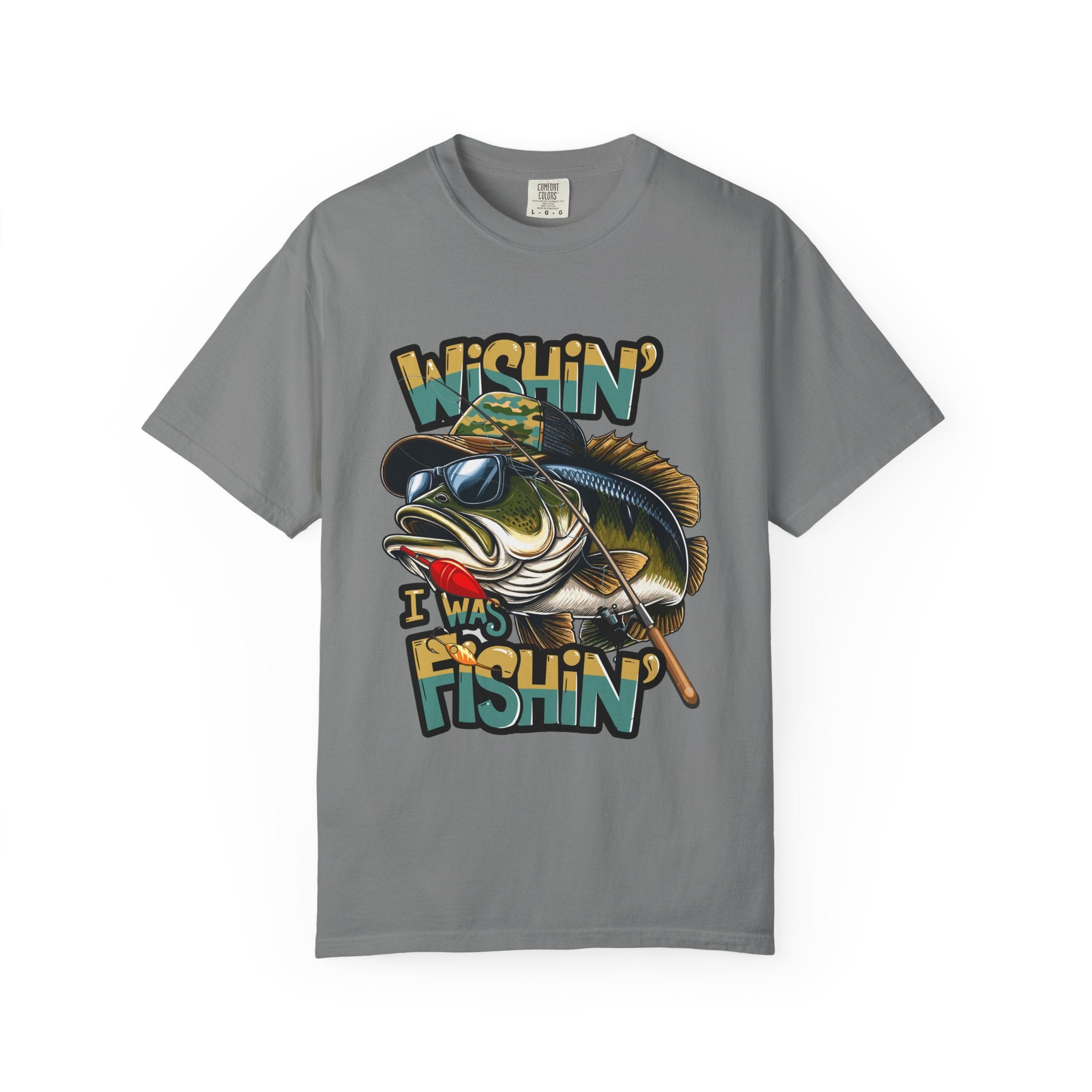 Fishing Graphic T Shirt Wishin Was Fishin Vintage Bass Tee