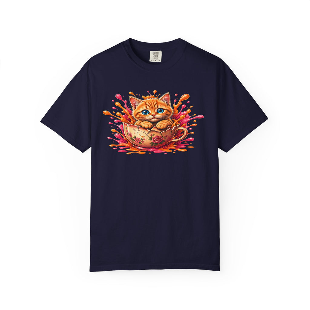 Cat Splash T Shirt Cute Orange Kitten Graphic Tee