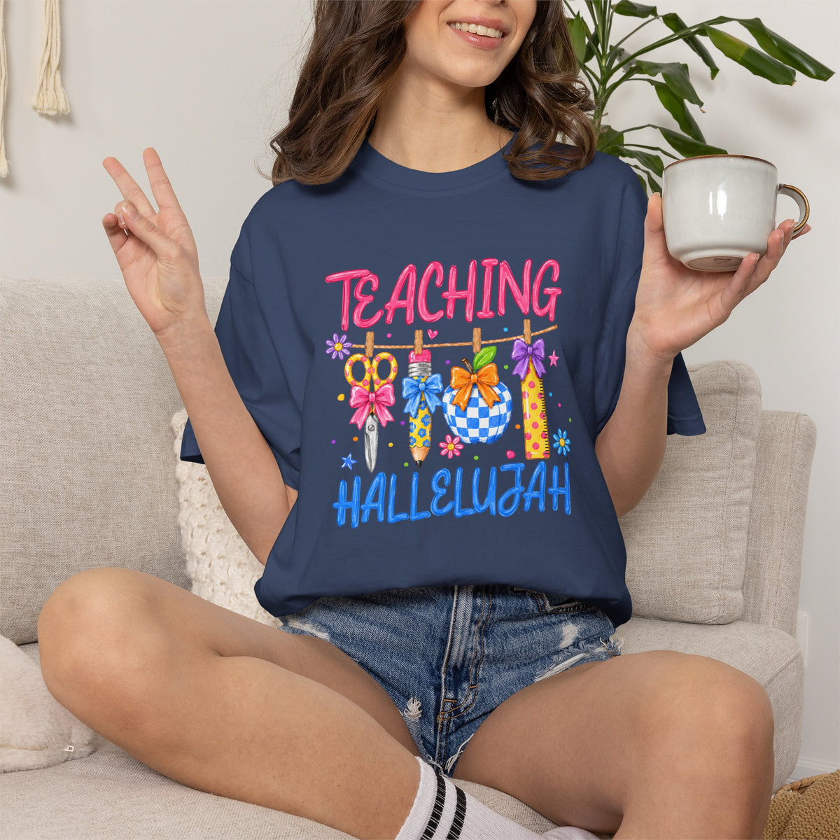 Teaching Hallelujah T Shirt | Teacher Shirt with Floral Clipart and Chalkboard