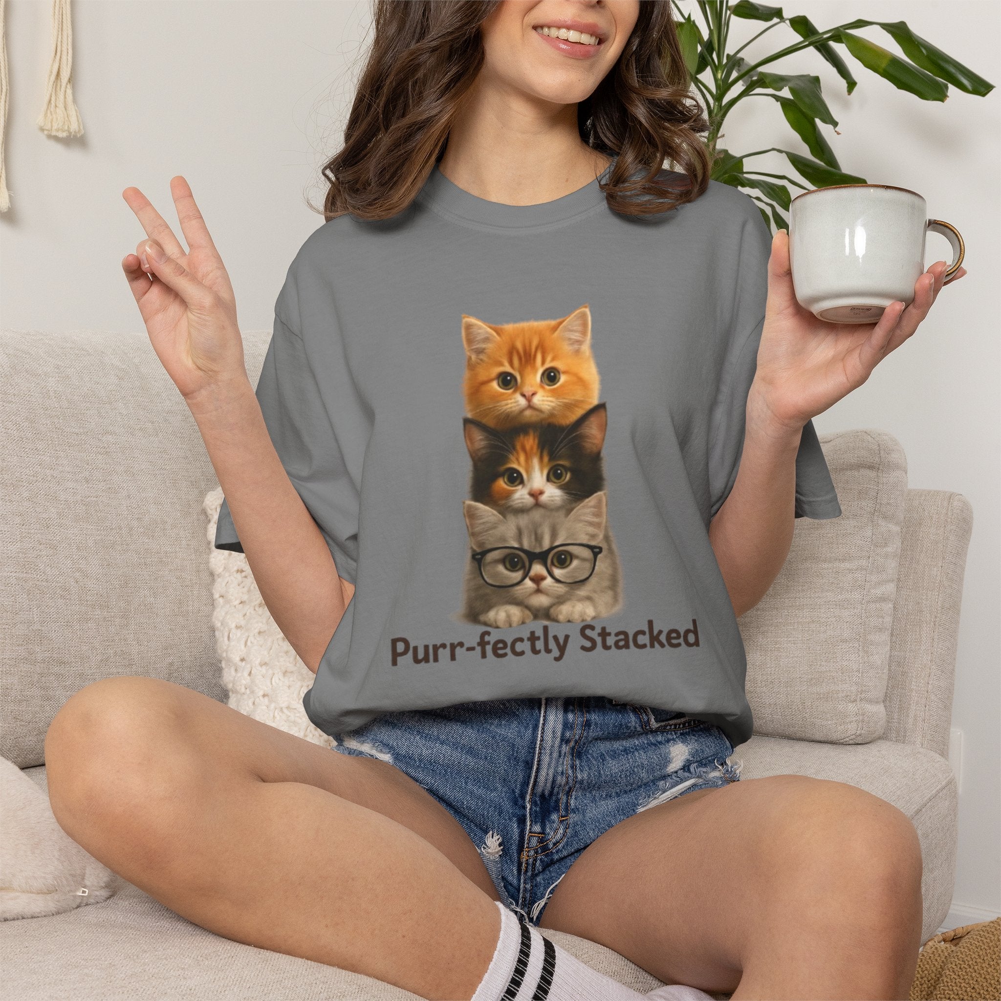 Purr fectly Stacked Cat T Shirt