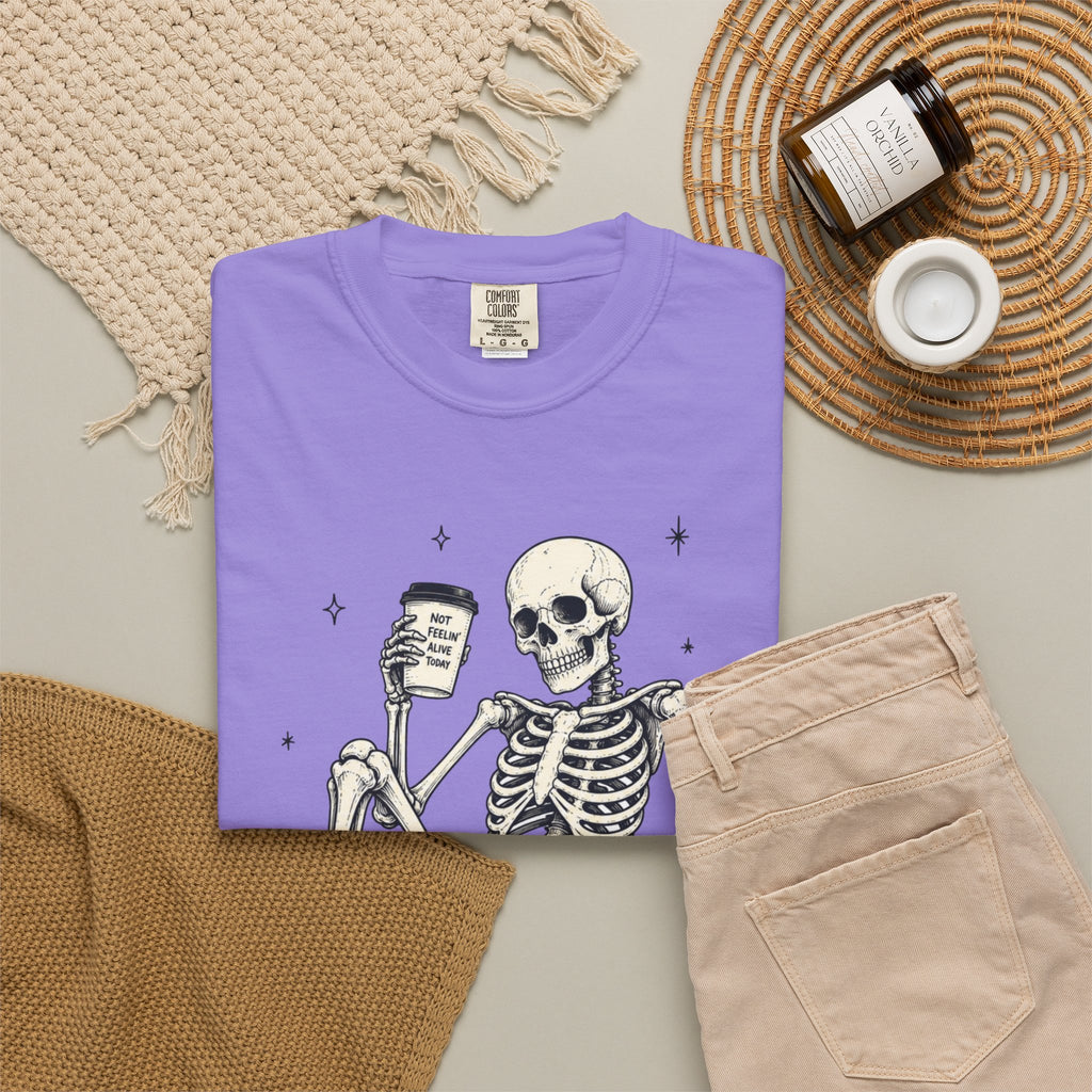 T Shirt Basically Dead Inside Skeleton Coffee Graphic Tee