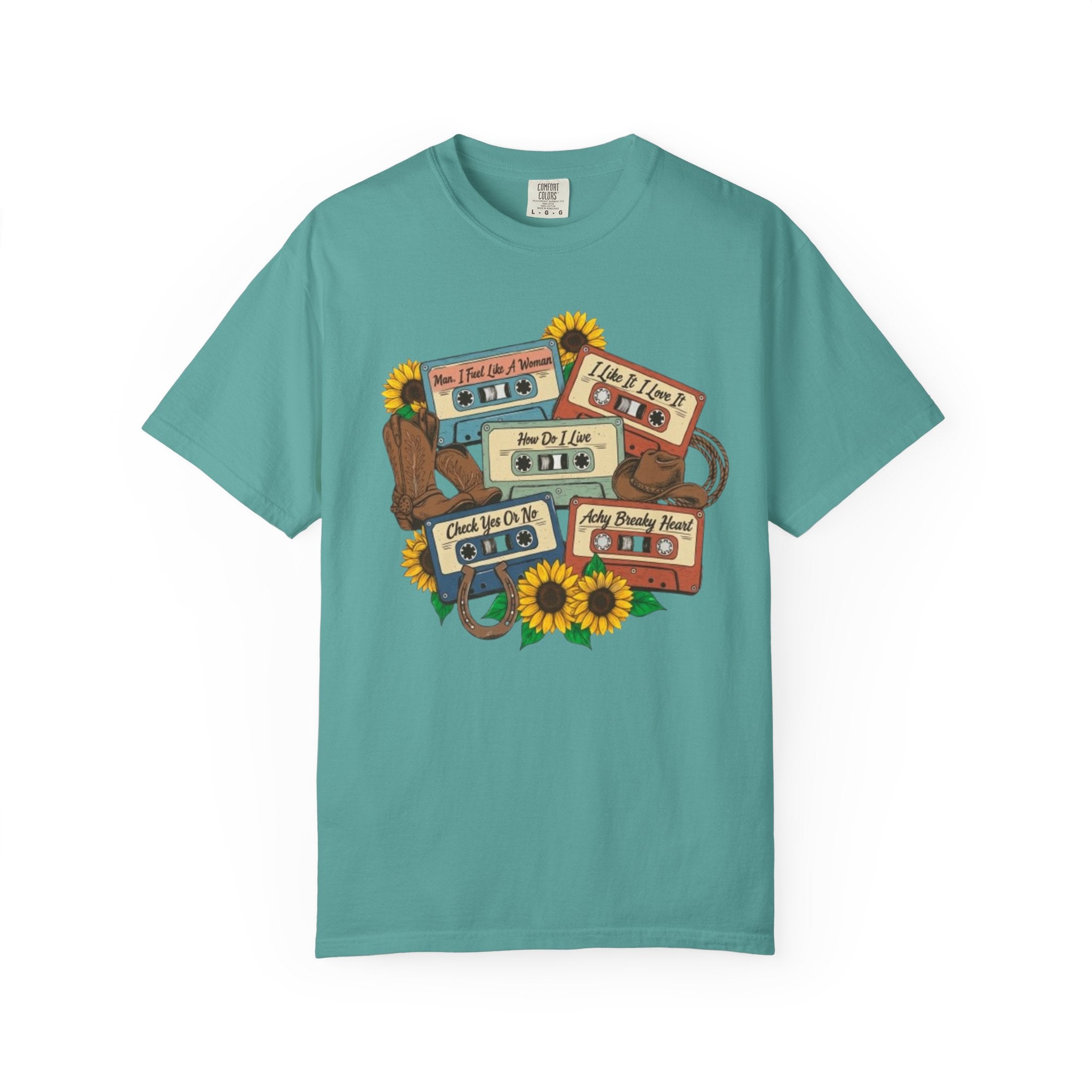 Cassette Mix T Shirt Retro Sunflower Tape Design