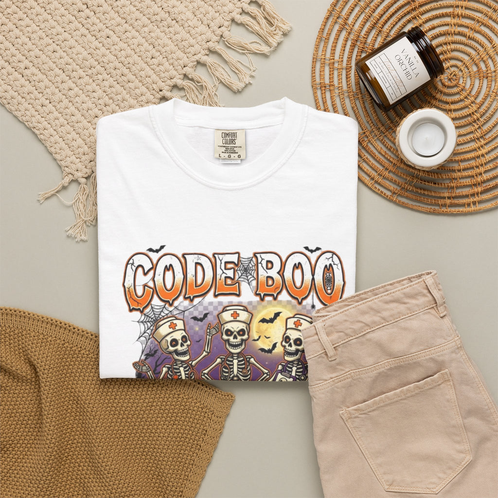 Nurse Code Boo Halloween T‑Shirt Spooky Season Skeletons
