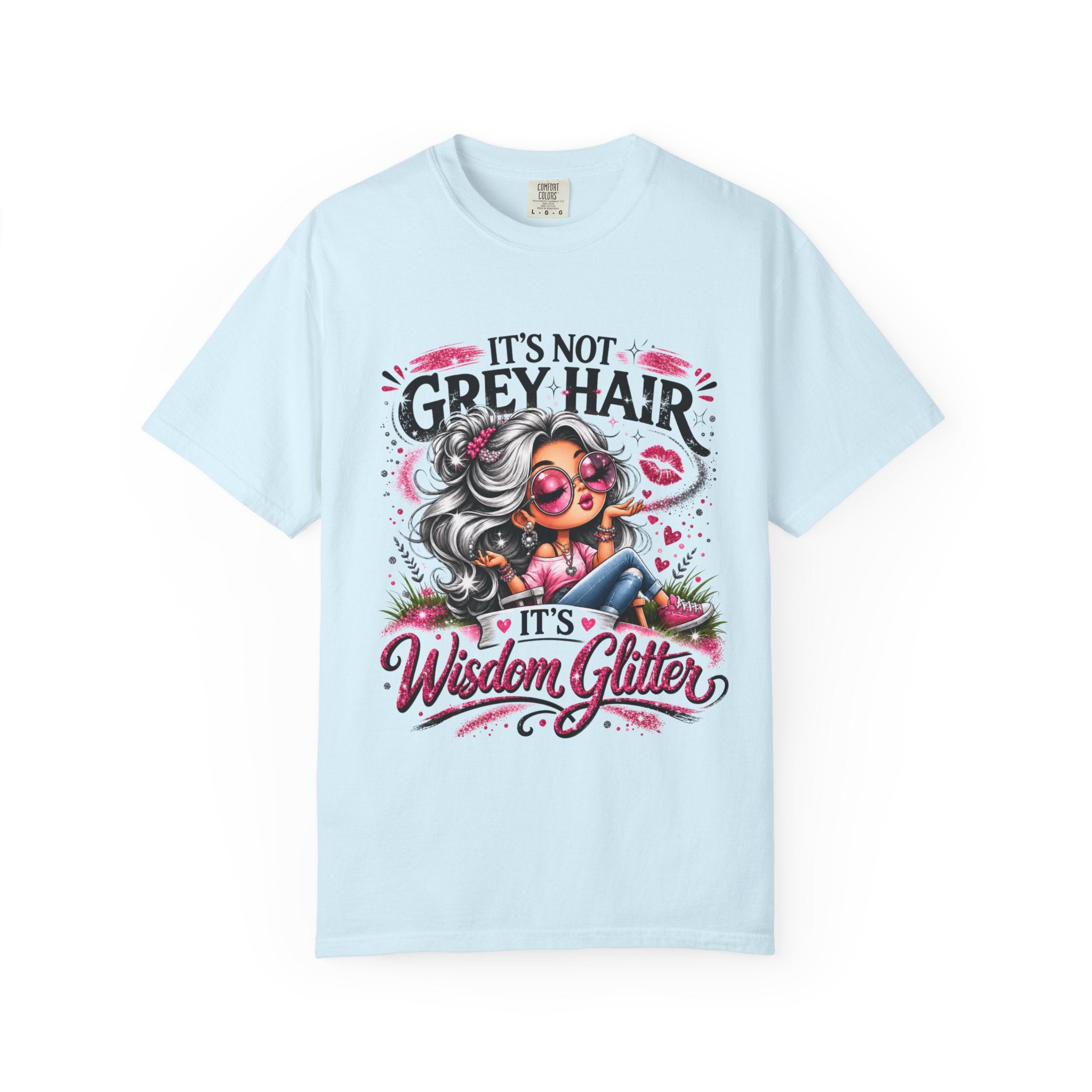 T-Shirt Its Not Grey Hair Its Wisdom Glitter Graphic Tee