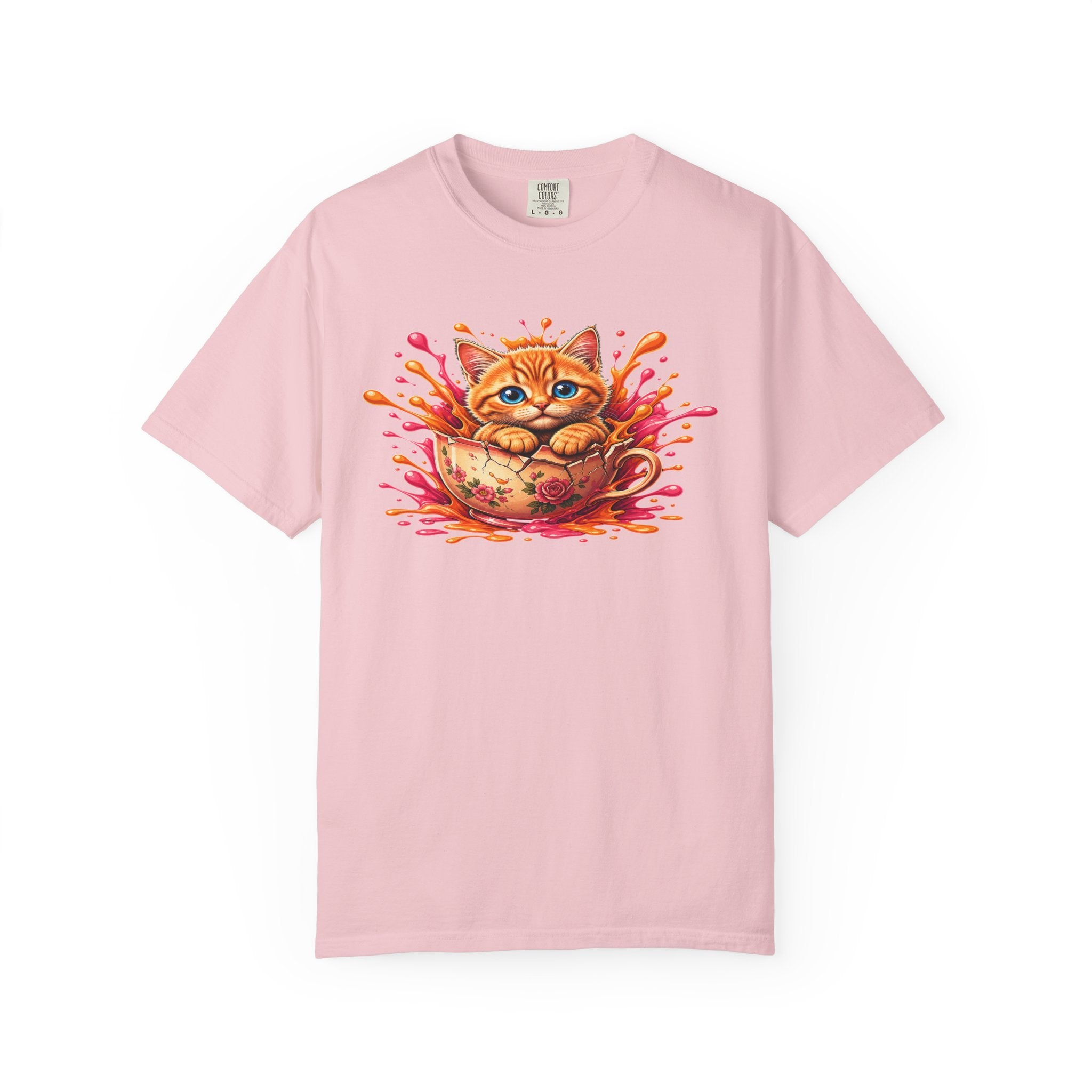 Cat Splash T Shirt Cute Orange Kitten Graphic Tee
