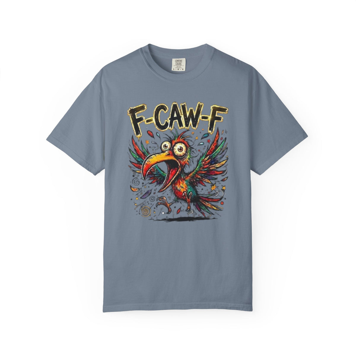 F-CAW-F Cartoon Parrot T-Shirt Colorful Tropical Bird Graphic Tee