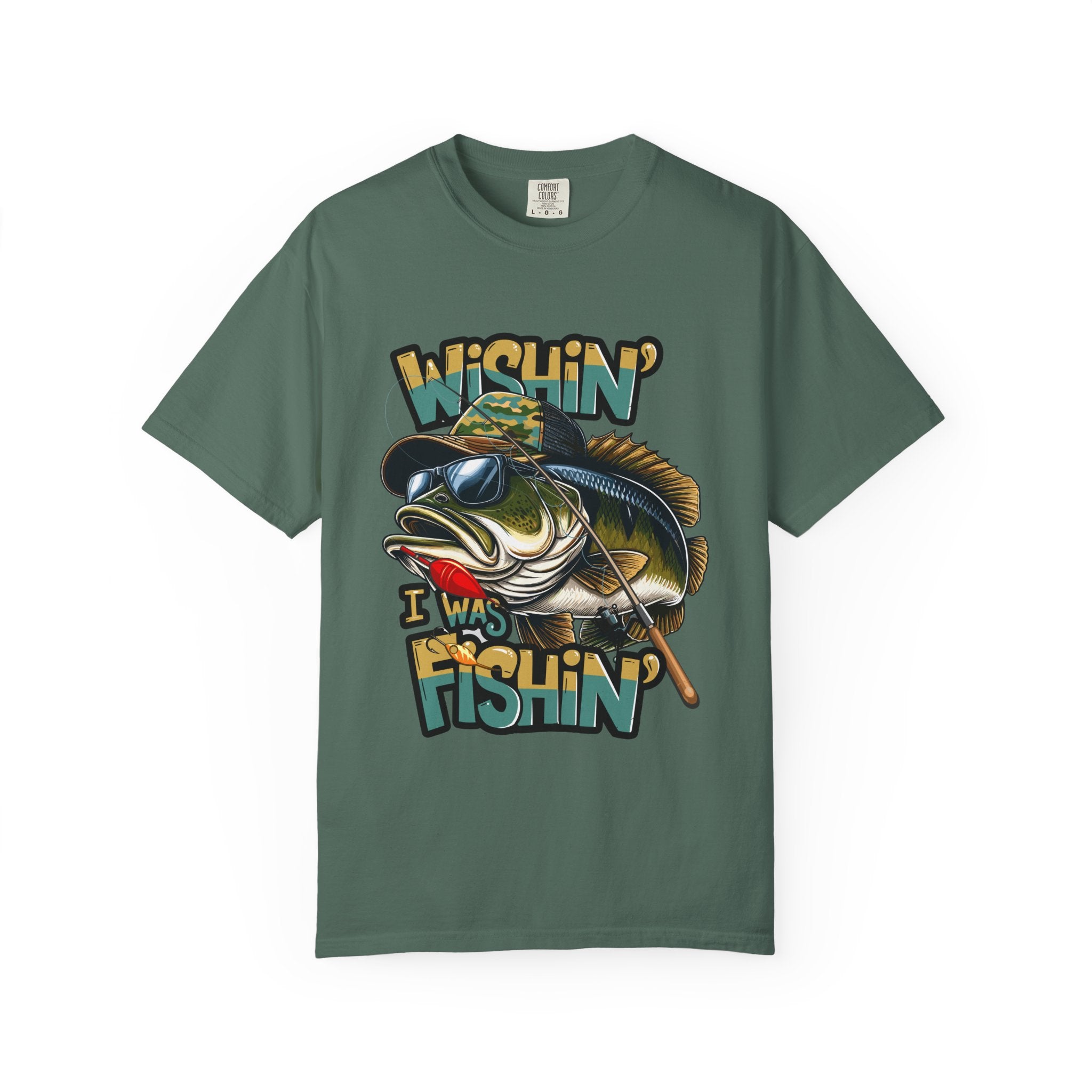 Fishing Graphic T Shirt Wishin Was Fishin Vintage Bass Tee