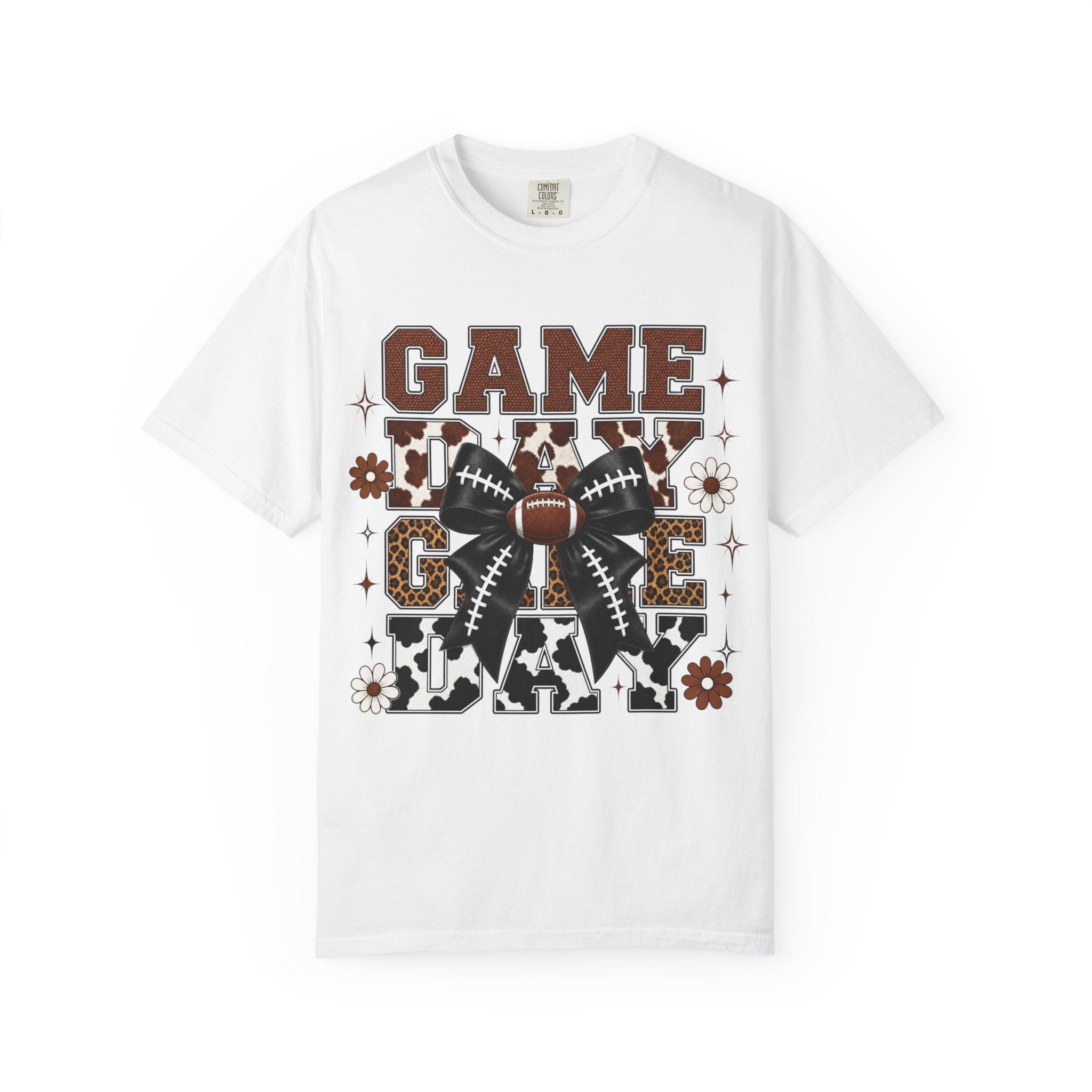 Game Day Football T Shirt Retro Bow and Floral Tailgate Tee