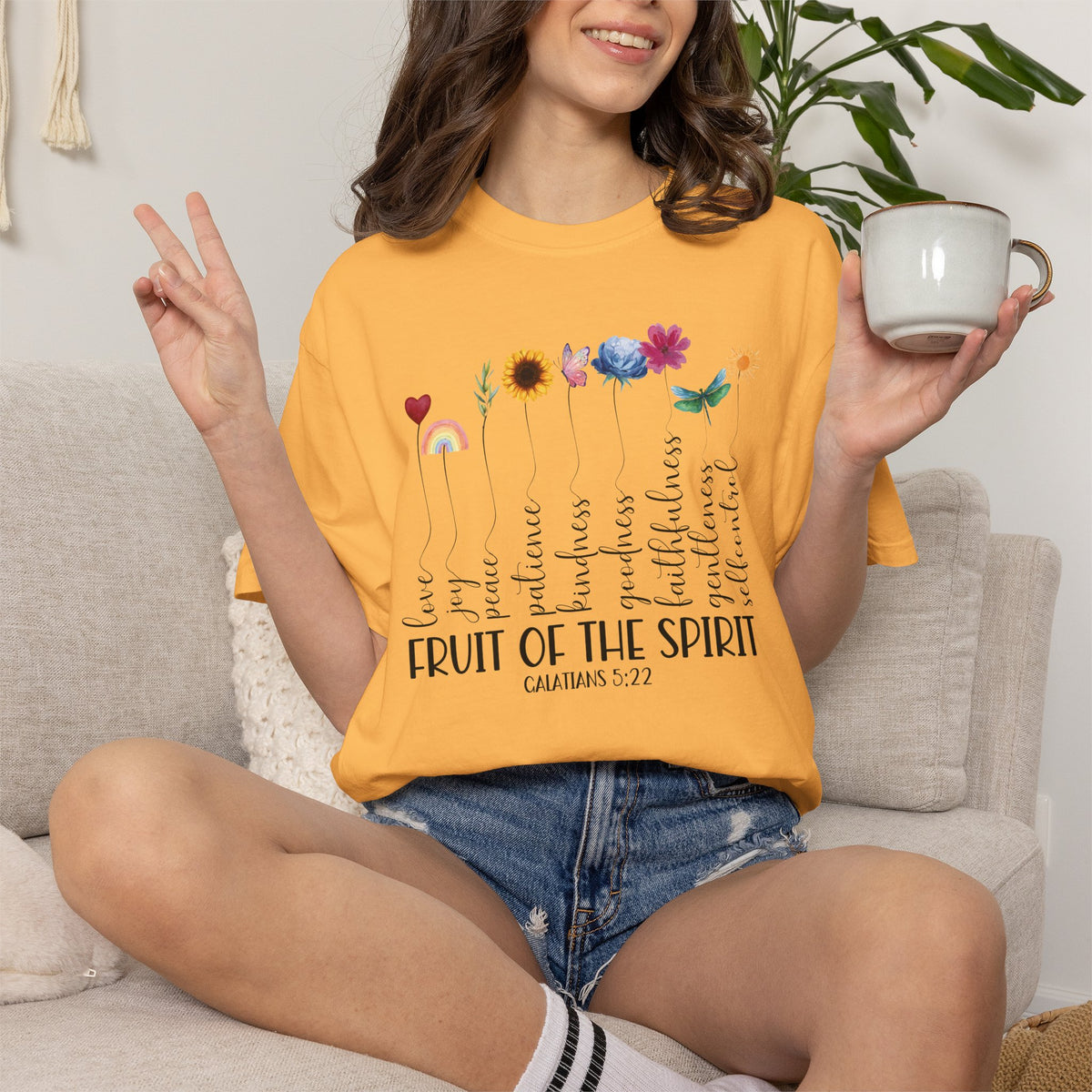 Fruit of the Spirit Floral Tee shirt | Galatians 5:22 Scripture Tee