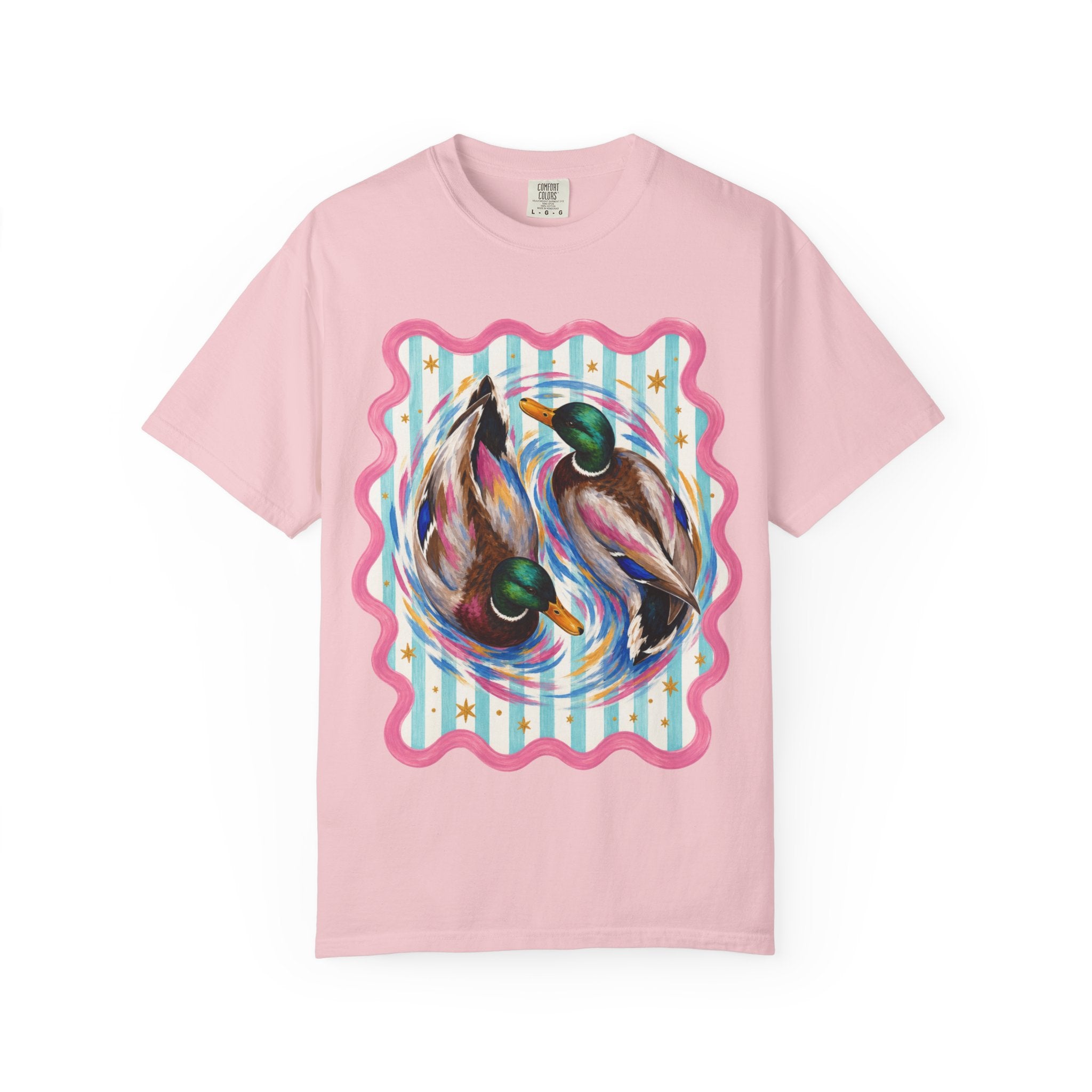 Mallard Duck Art T Shirt Colorful Paired Ducks Graphic Tee