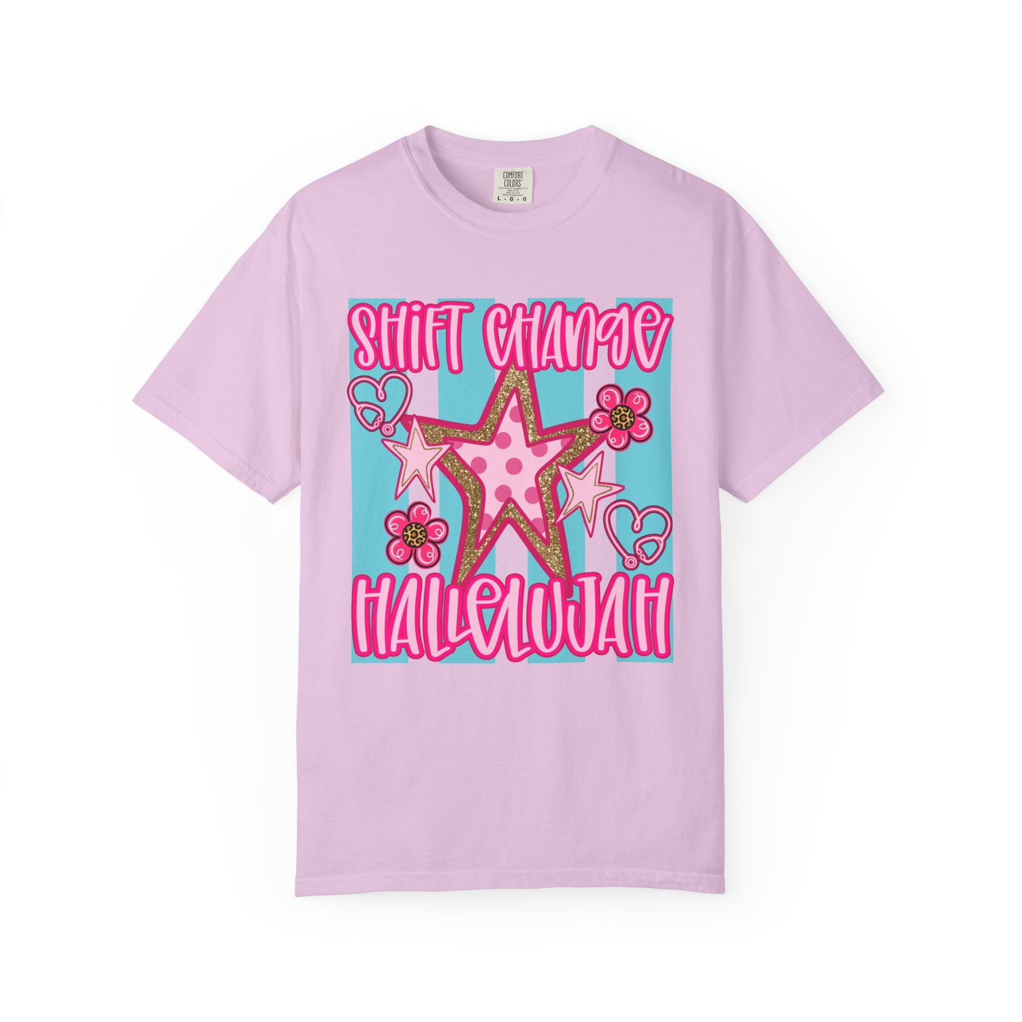 Shift Change Hallelujah T Shirt Cute Pink Star Nurse Worker Tee